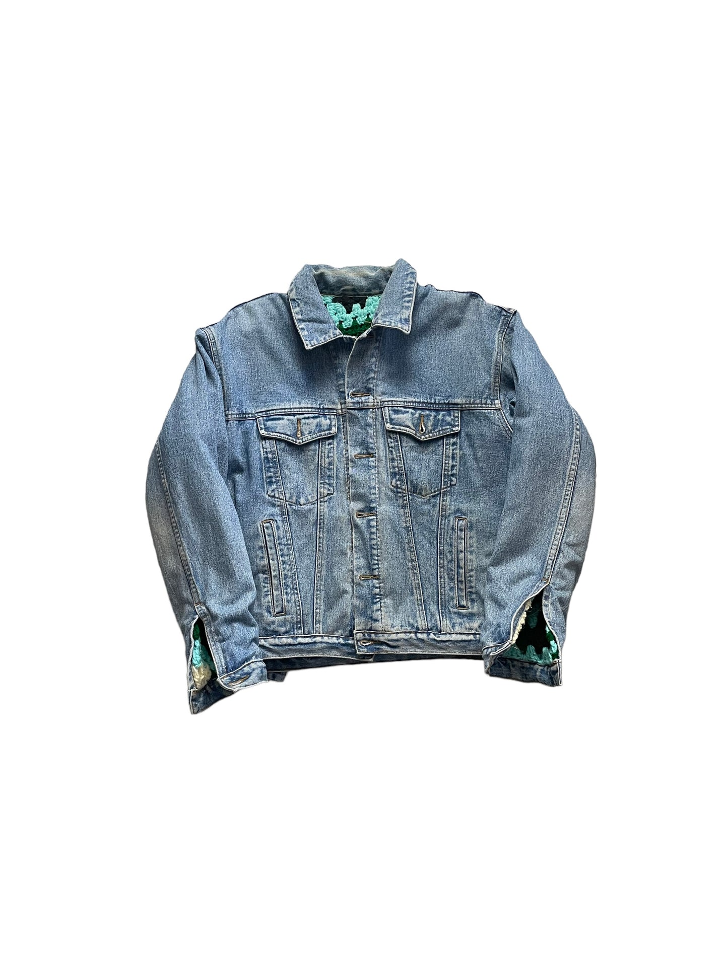 Reversible Crochet Trucker Jacket Small
