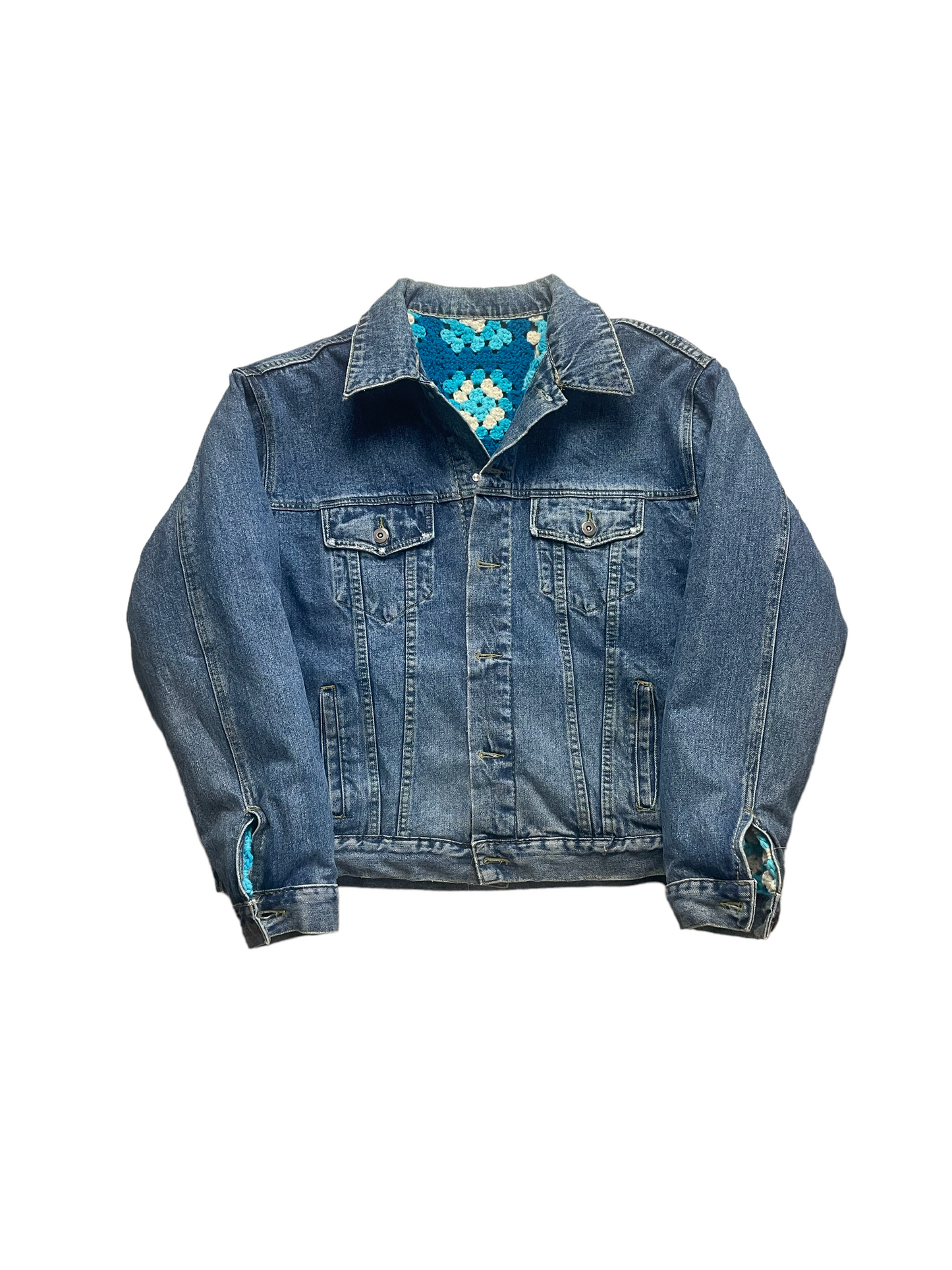 Reversible Crochet Trucker Jacket XL
