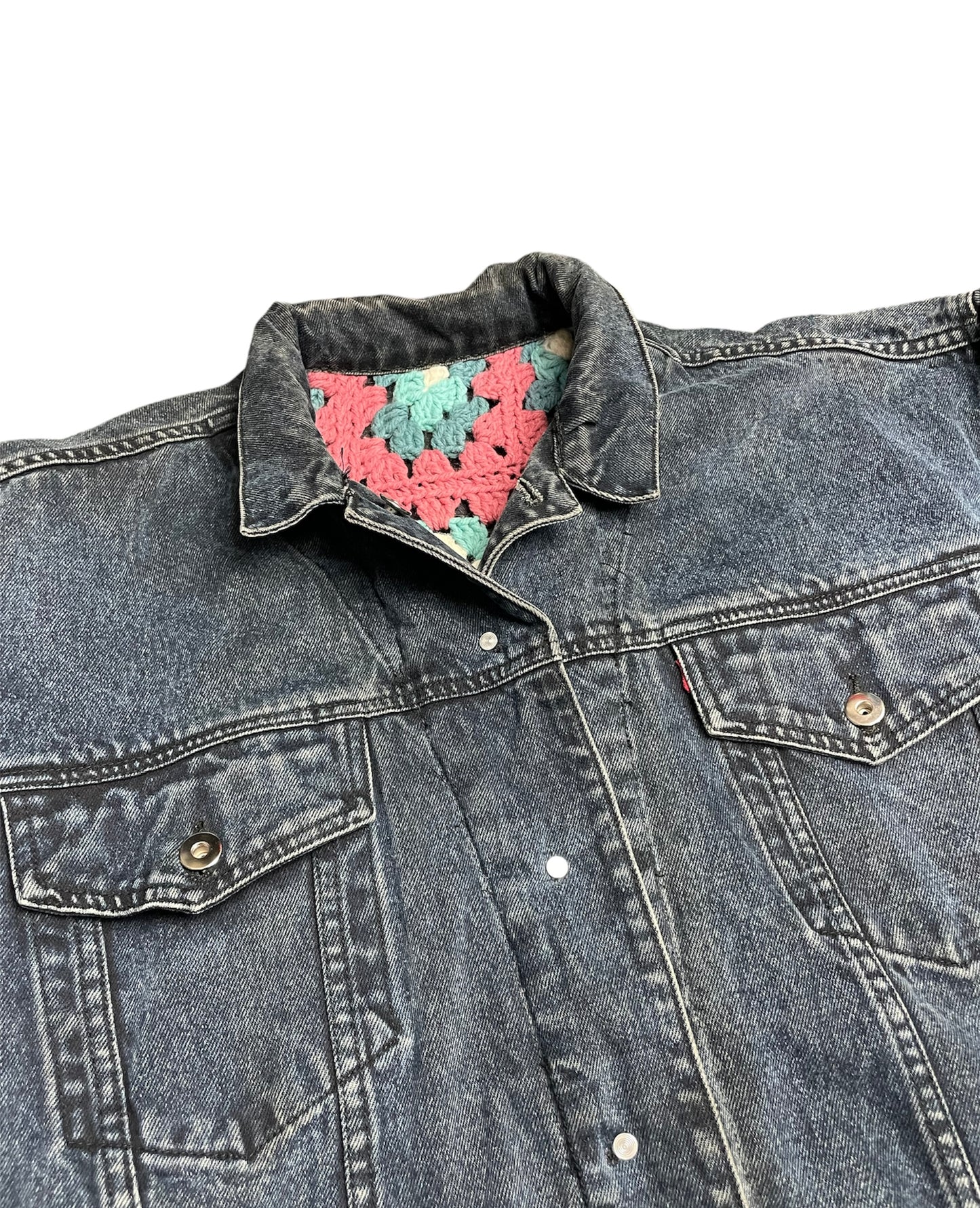Reversible Crochet Trucker Jacket Small
