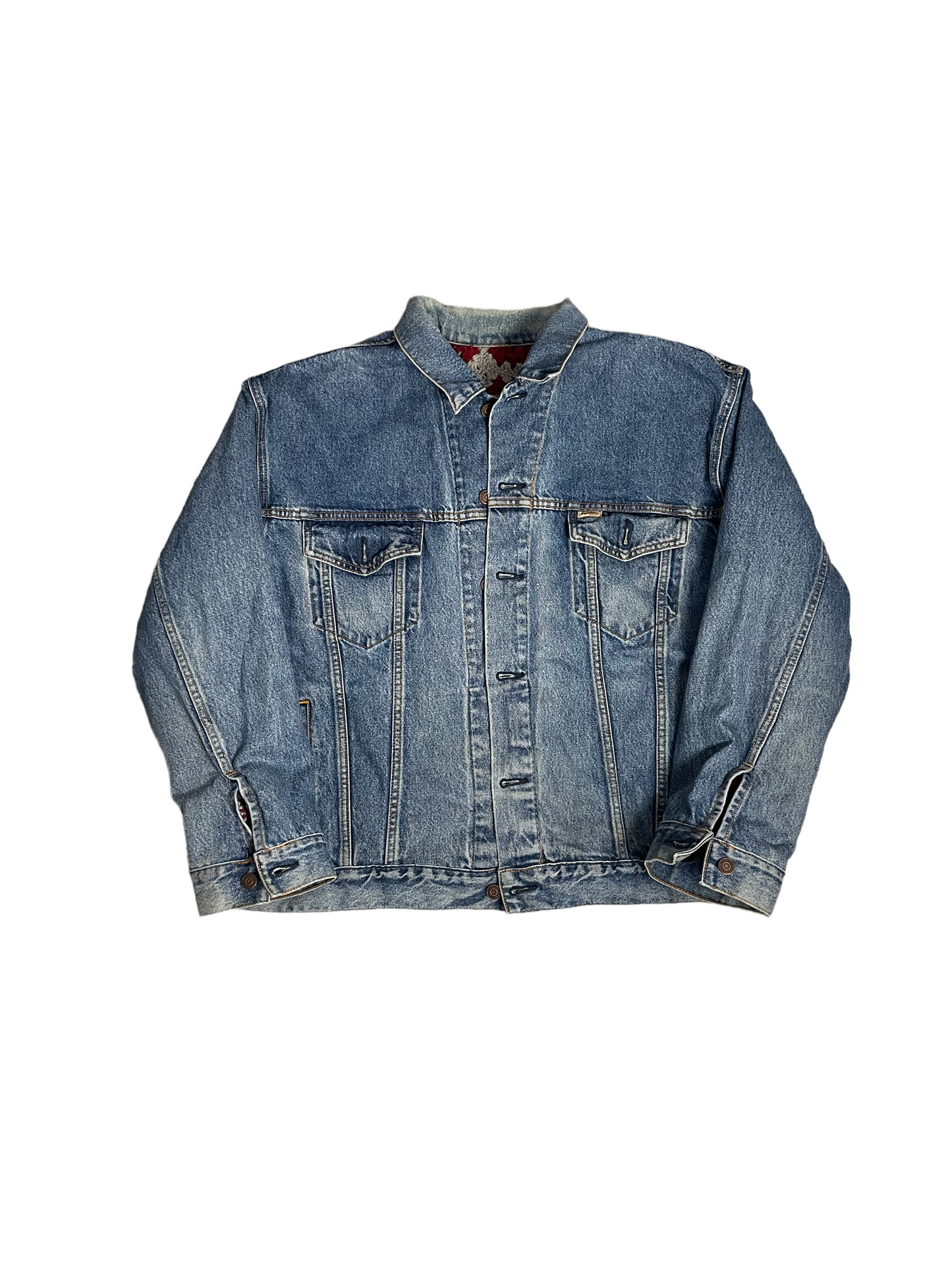 Reversible crochet trucker jacket XL