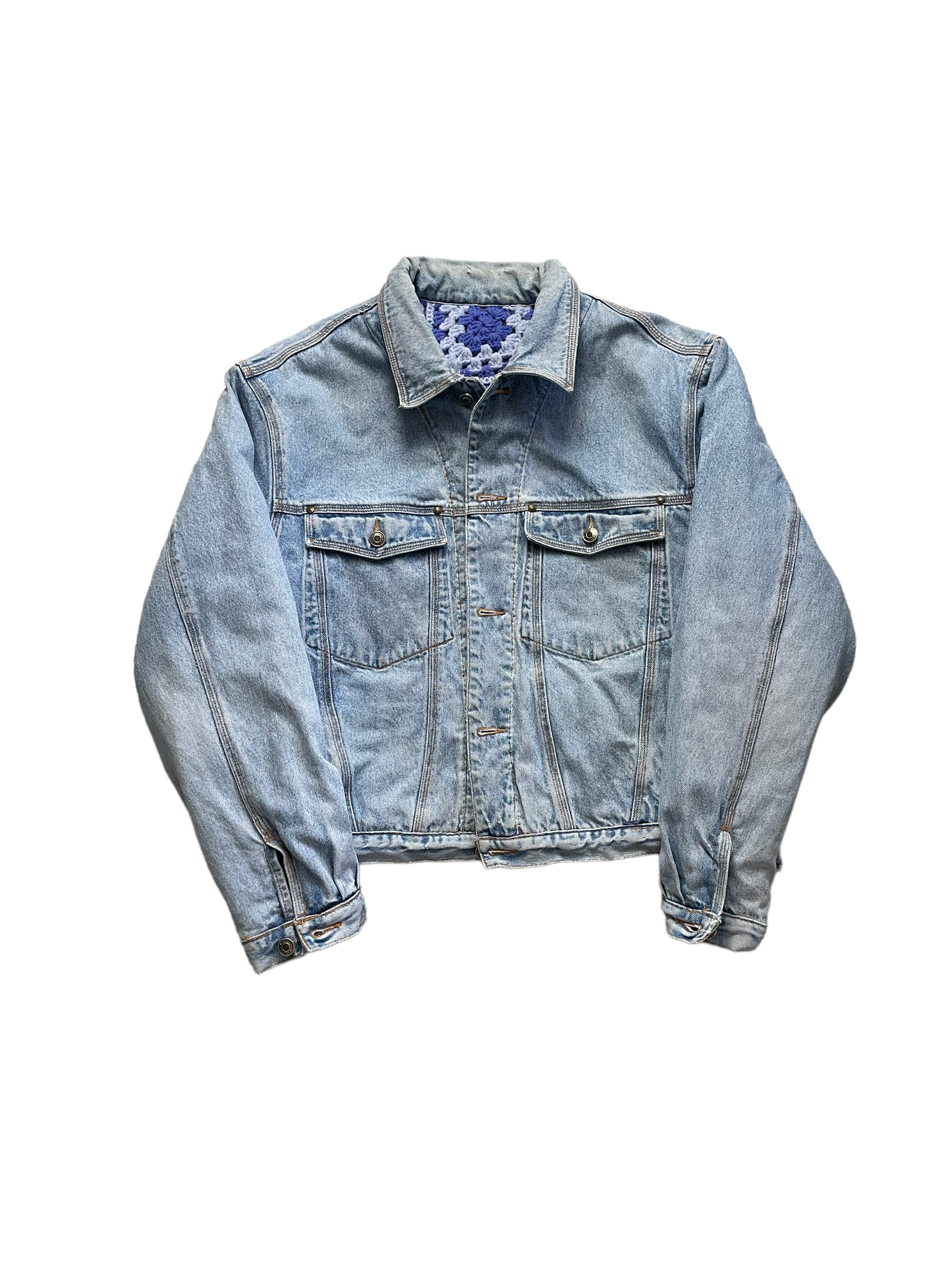 Reversible crochet trucker jacket Medium