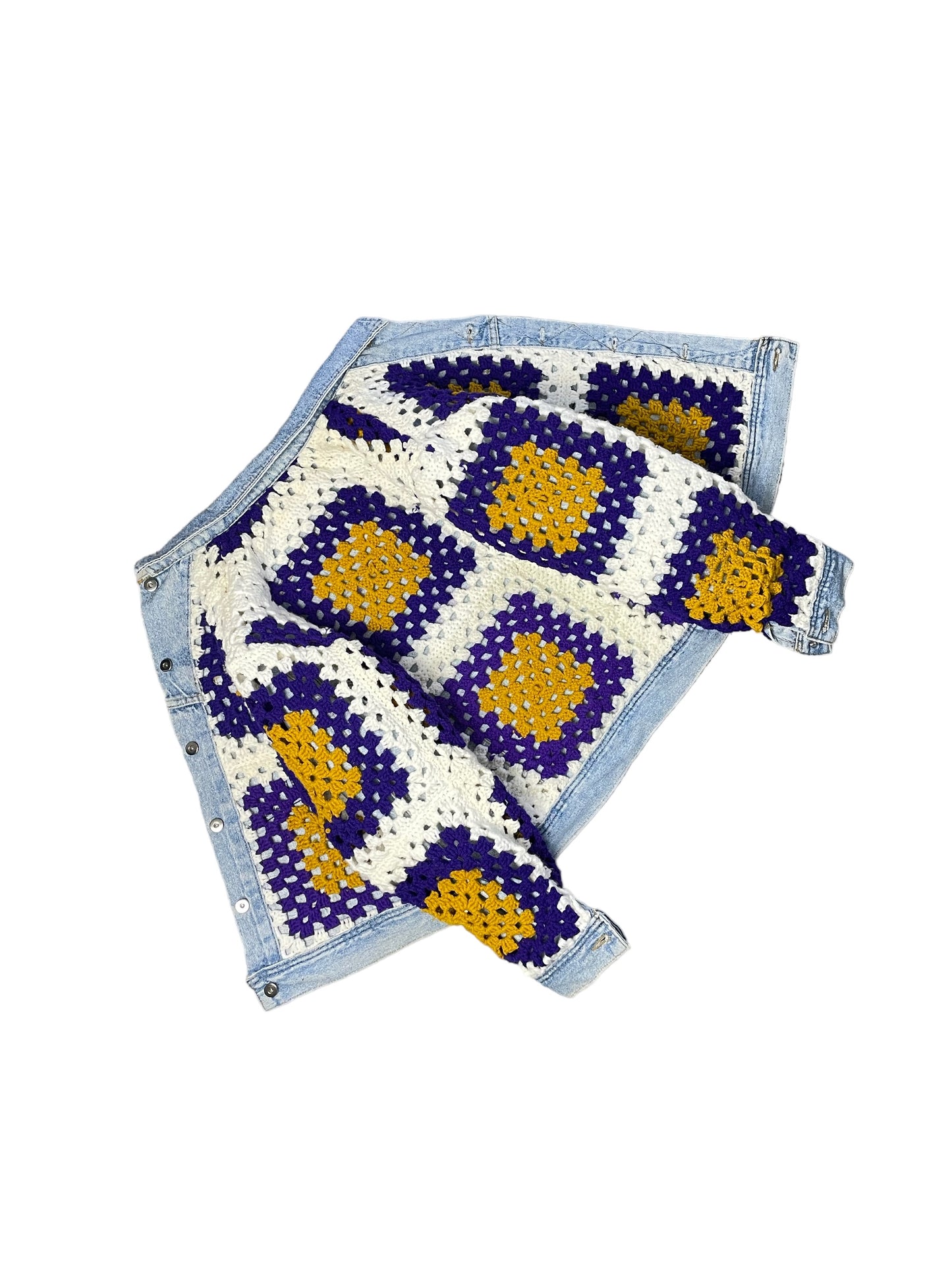 Reversible Crochet Trucker Jacket Medium