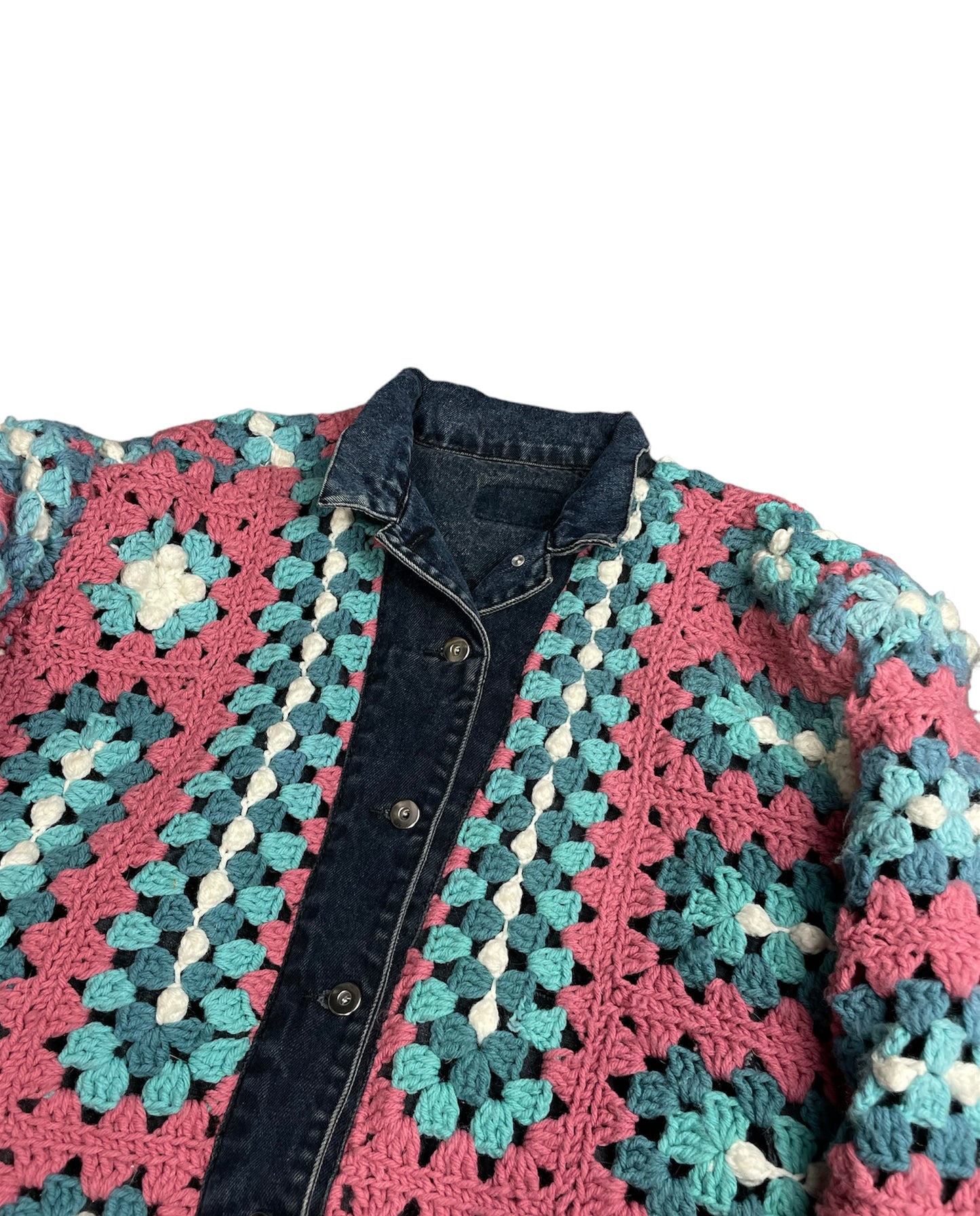 Reversible Crochet Trucker Jacket Small