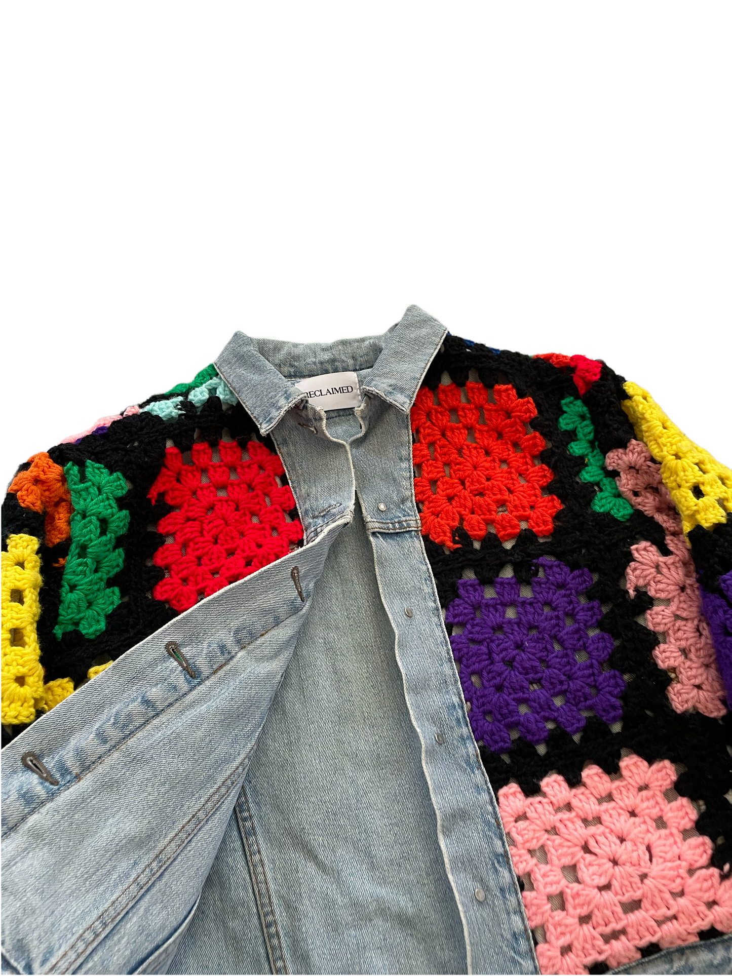 Reversible Crochet Trucker Jacket Small