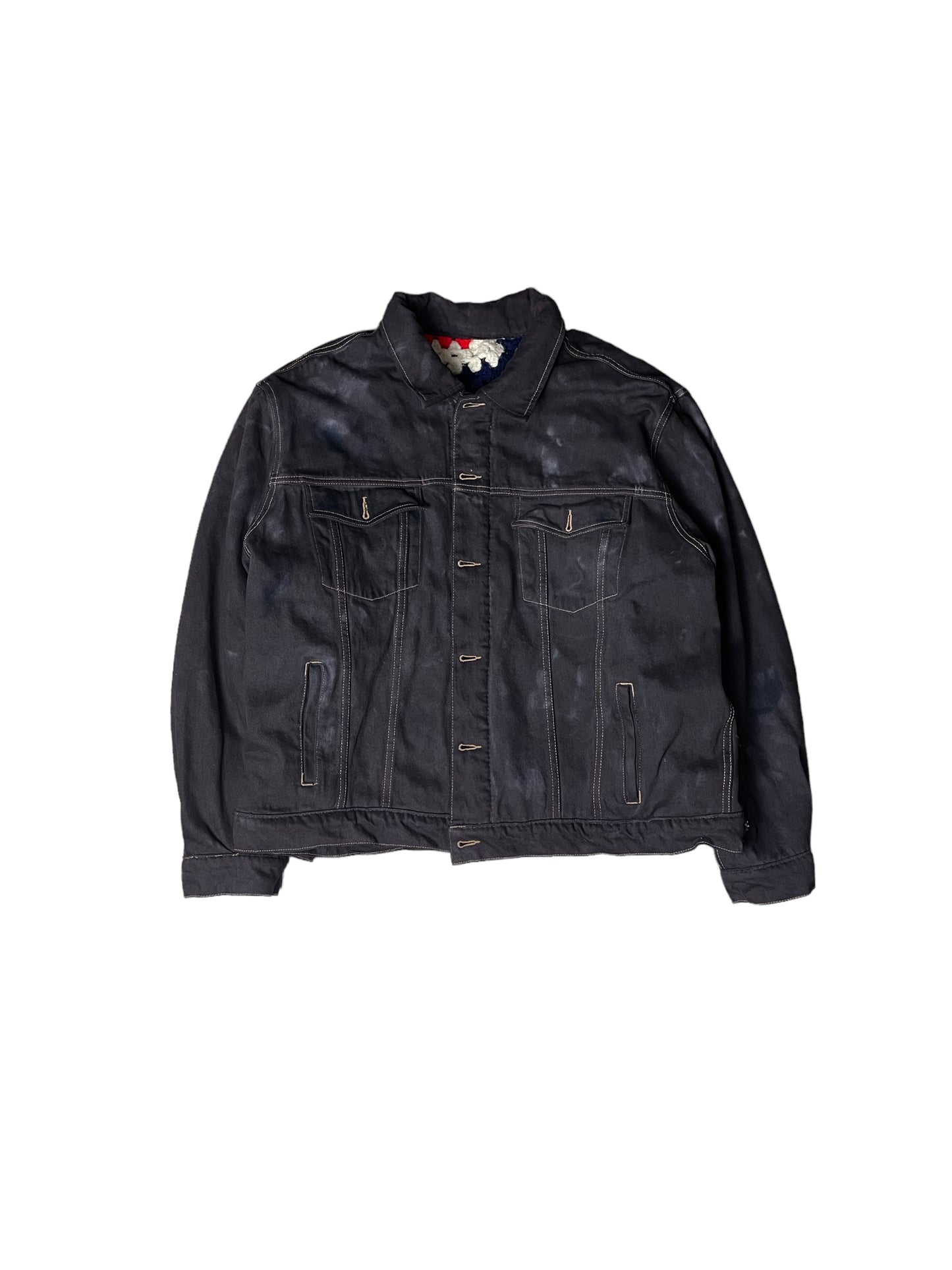 Reversible Crochet Trucker Jacket XL