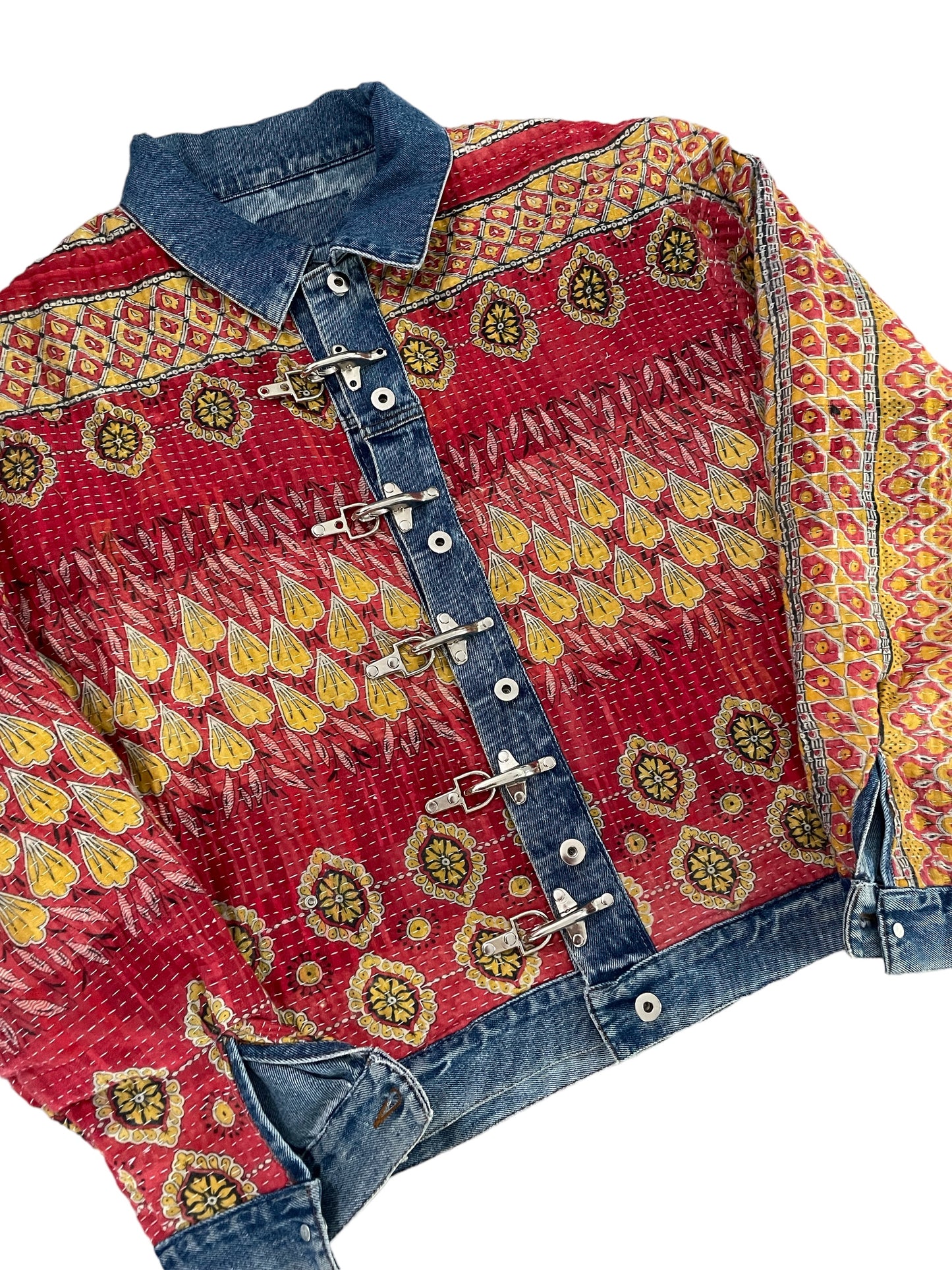 Inside out Kantha Quilt Trucker Jacket Large