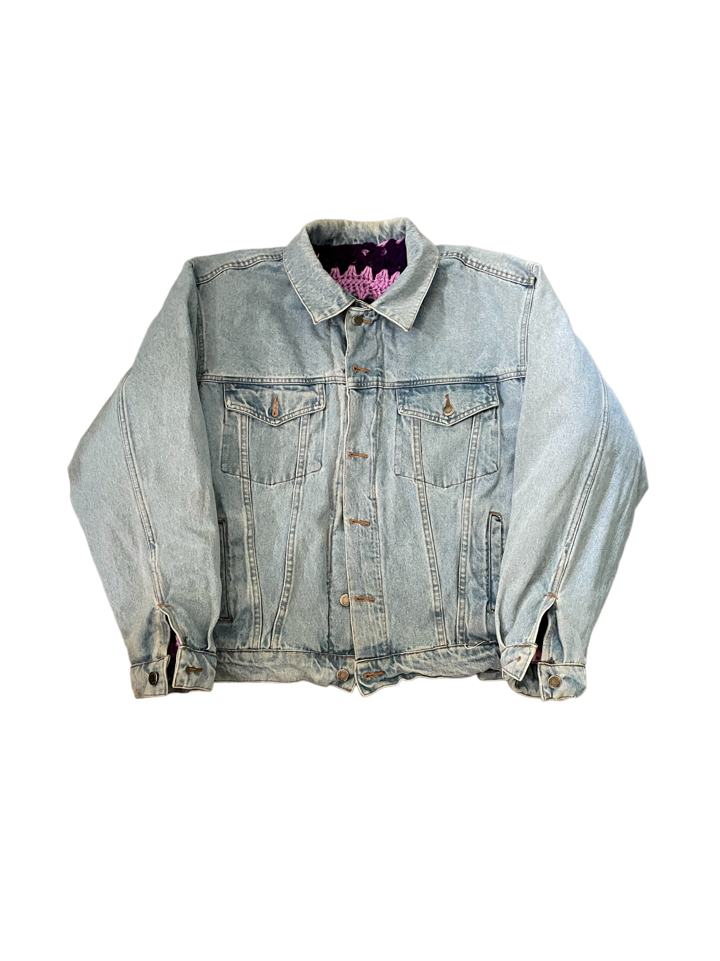 Reversible Crochet trucker jacket Large