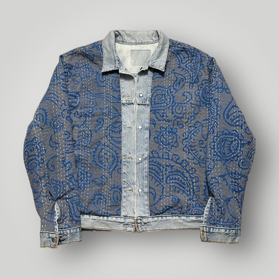 Reversible Kantha Quilt Trucker Jacket Medium