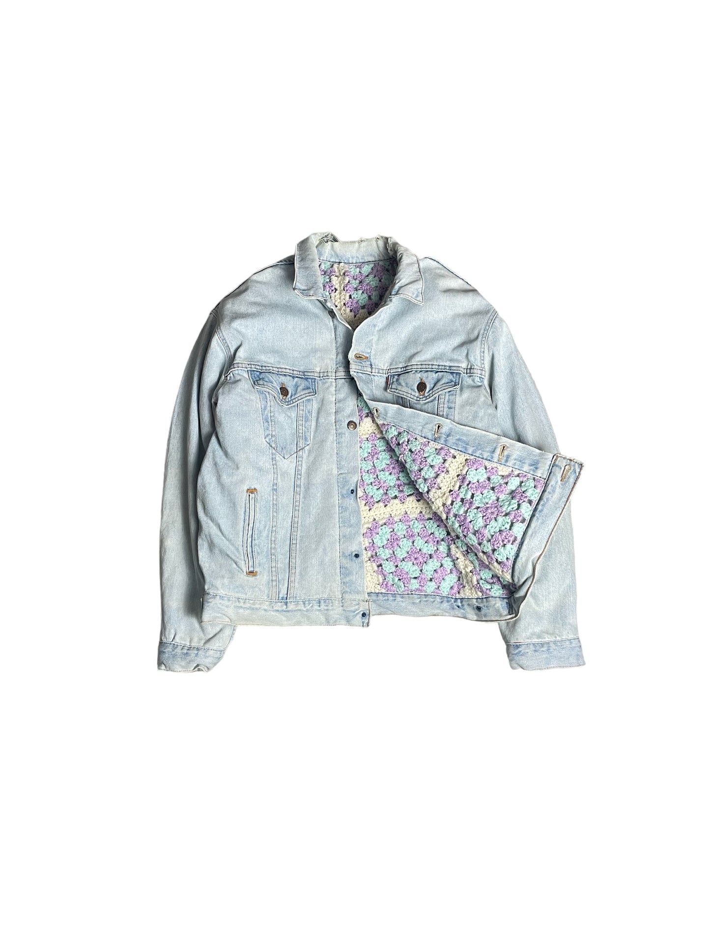 1/1 Reversible Crochet Trucker Jacket Large