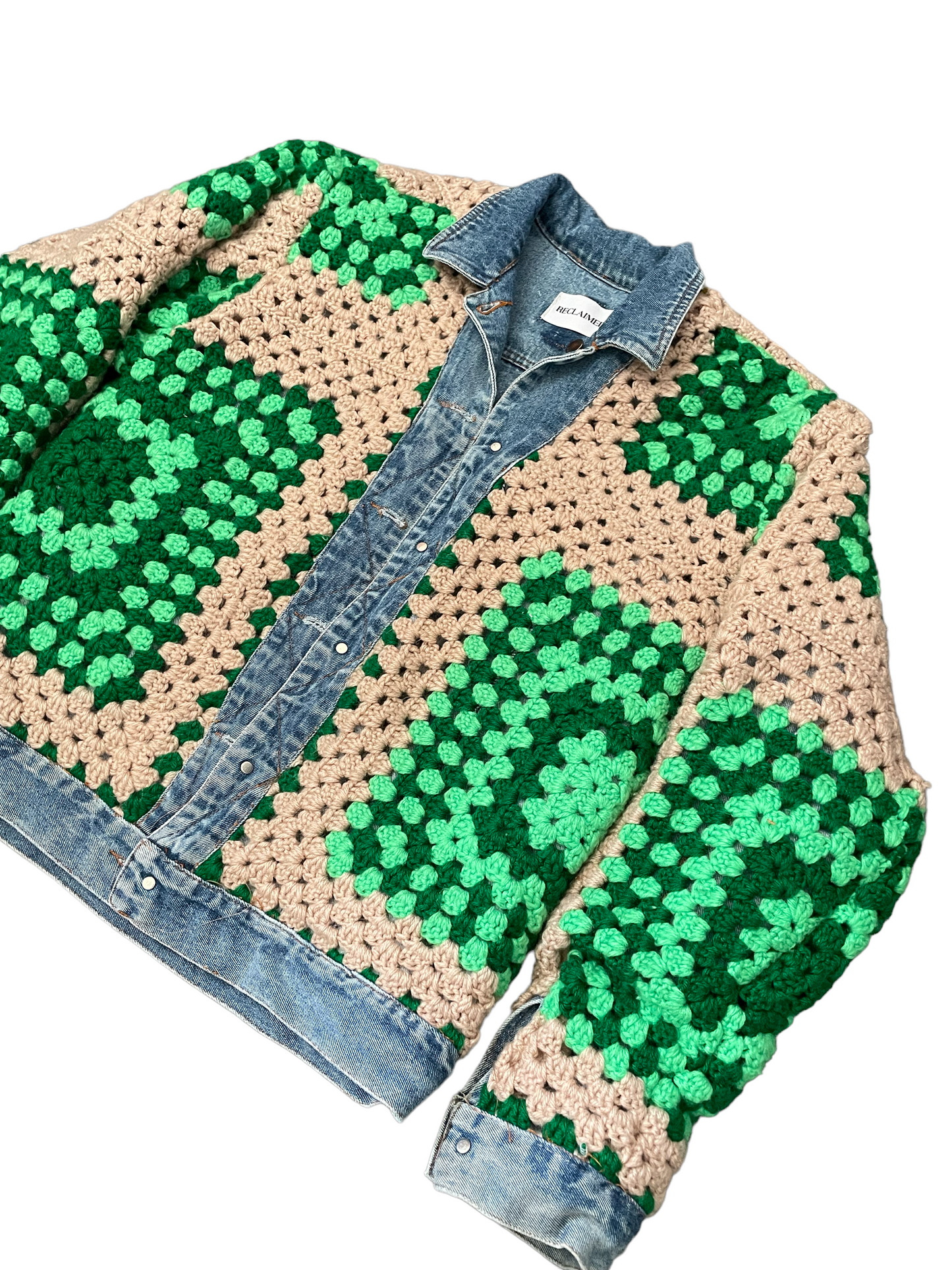 Reversible Crochet Trucker Jacket Large
