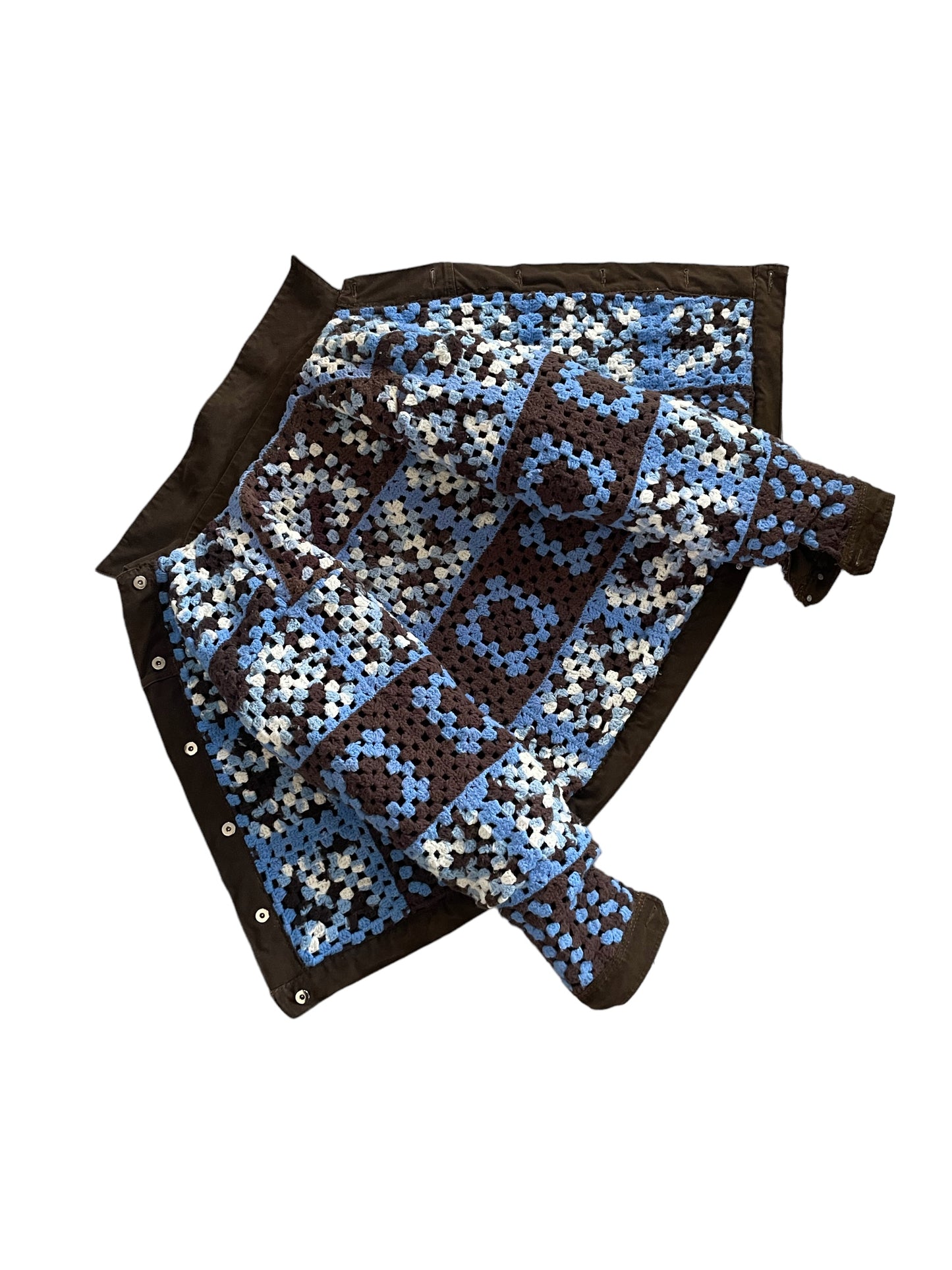 Reversible crochet trucker jacket XL
