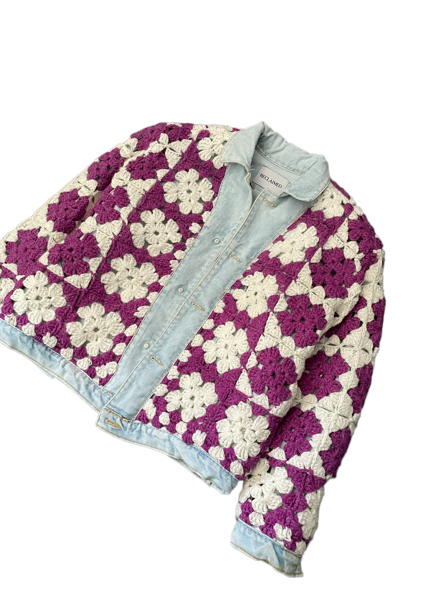 Reversible Crochet Trucker Jacket Small