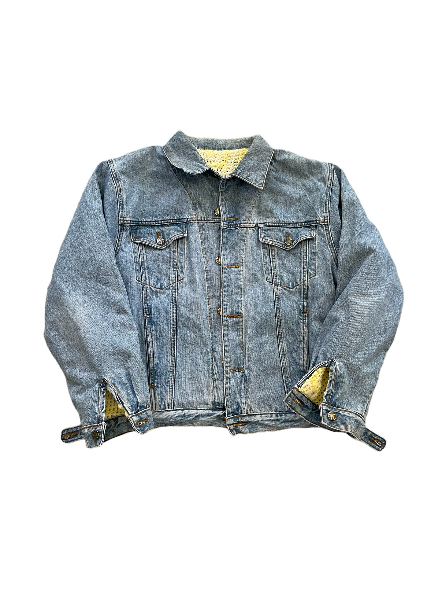 Reversible Crochet Trucker Jacket Large