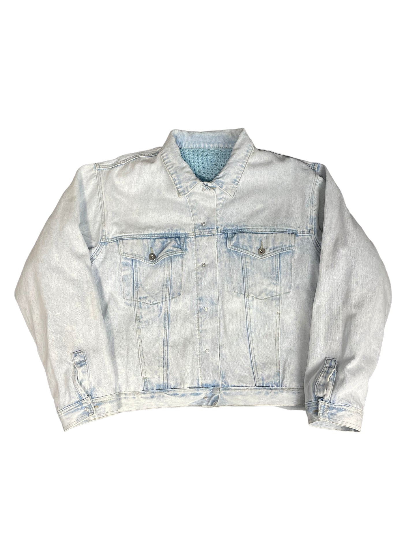 Reversible crochet trucker jacket Large