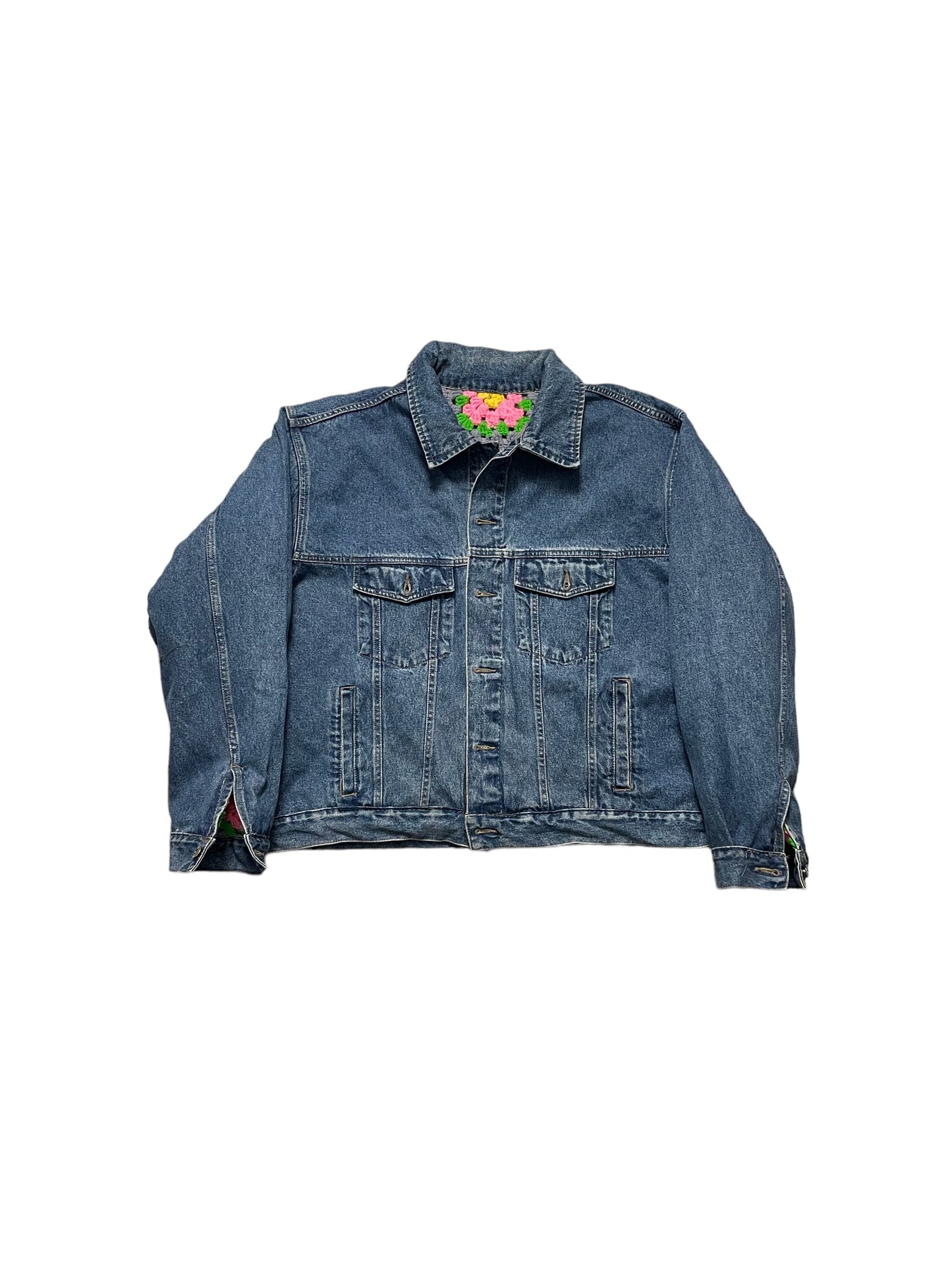 Reversible Crochet Trucker Jacket XL