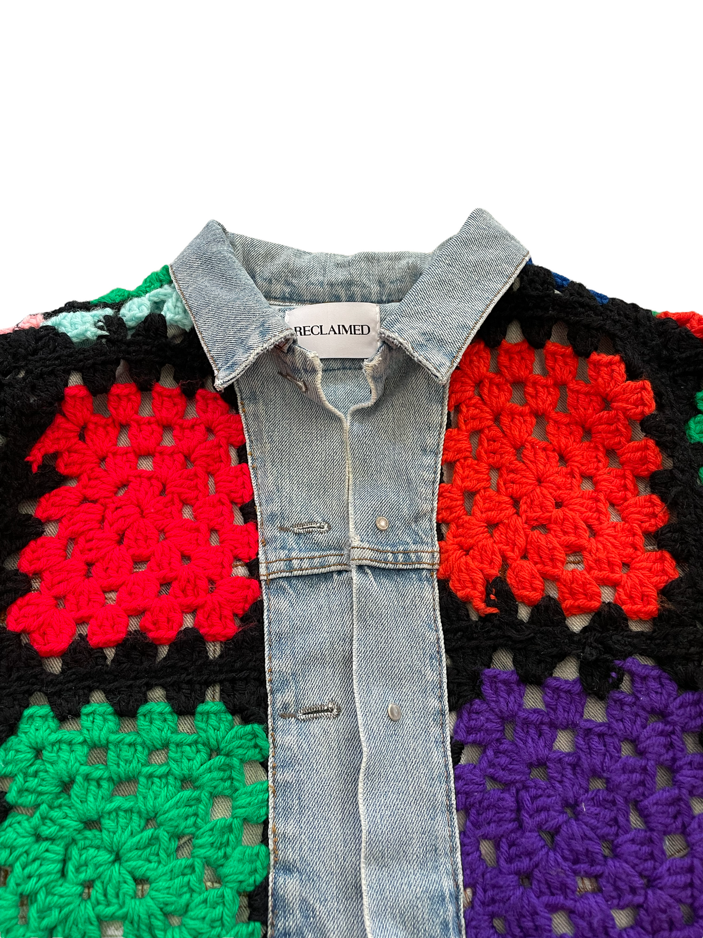 Reversible Crochet Trucker Jacket Small