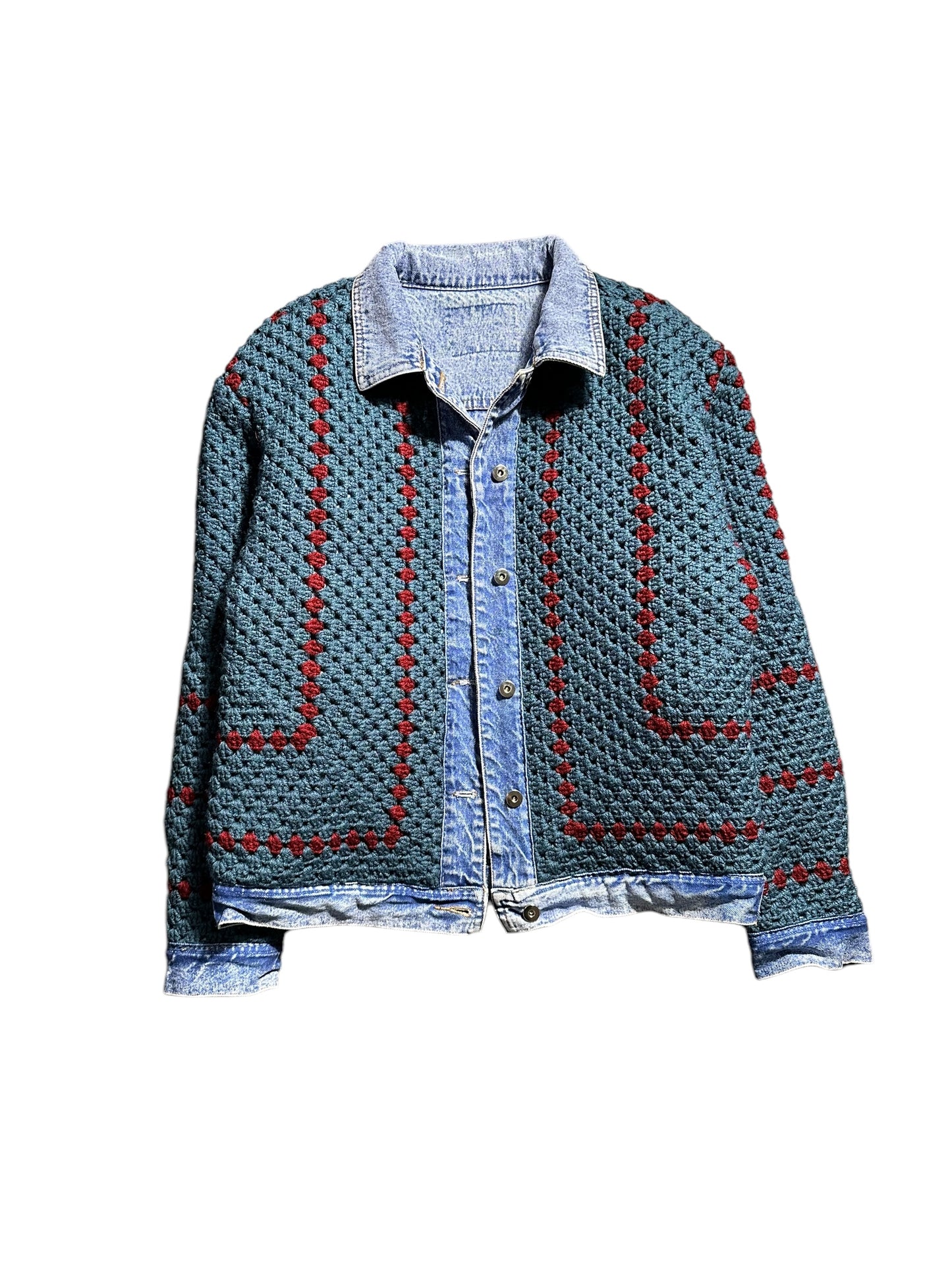 Reversible Crochet Trucker Jacket - Large