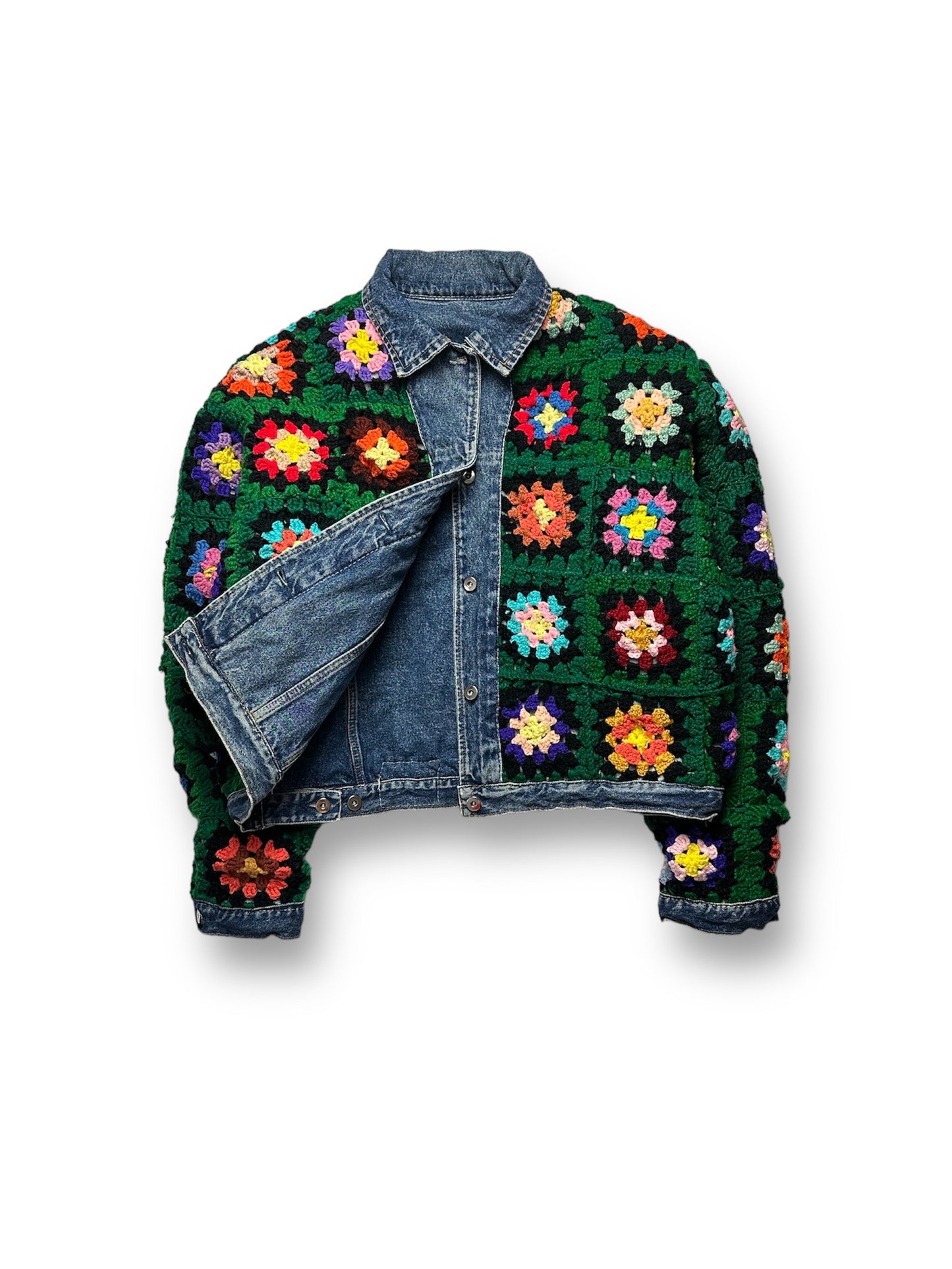 Reversible Crochet Trucker Jacket XL