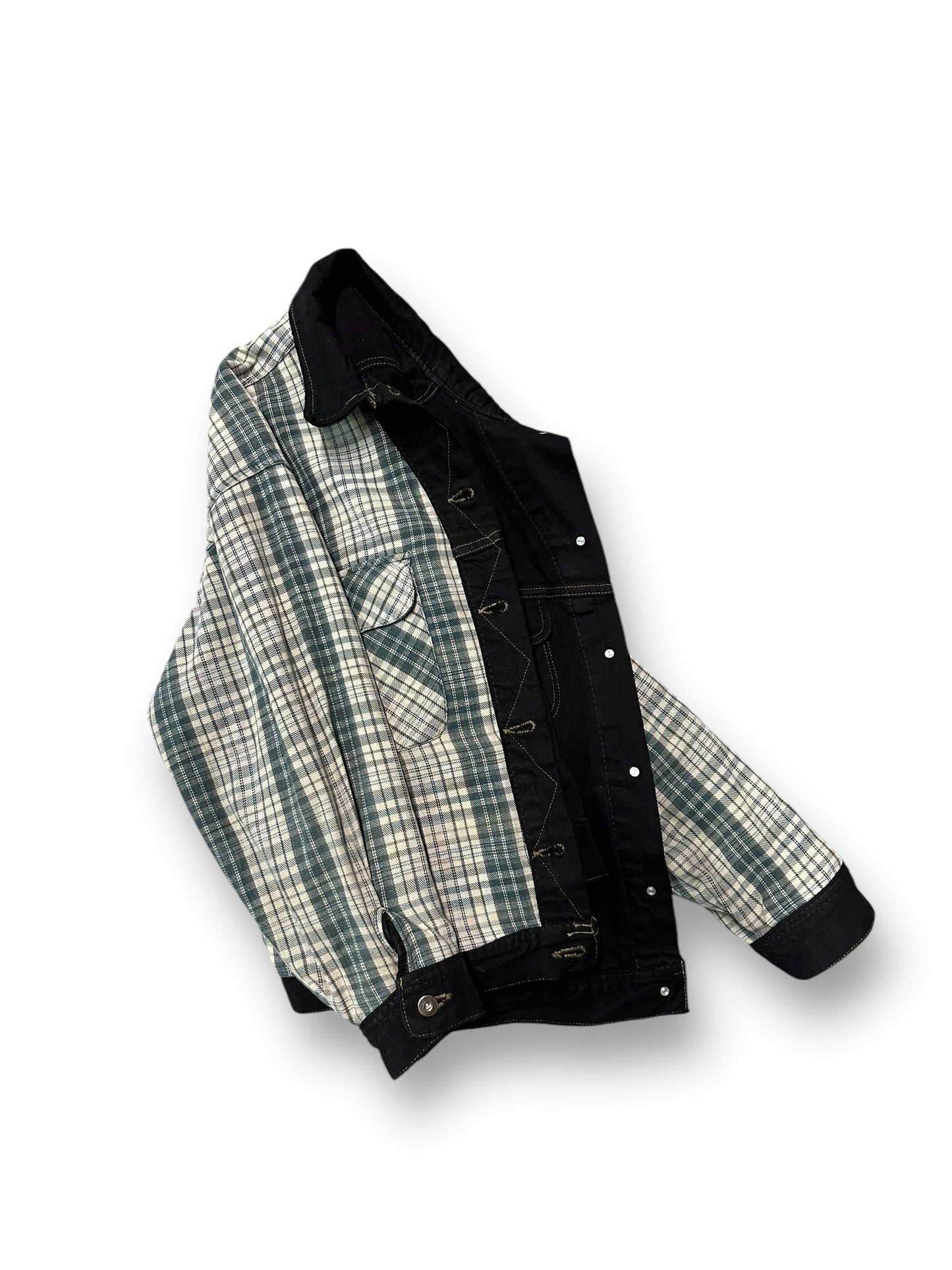 Reversible Plaid Trucker Jacket - (Large)