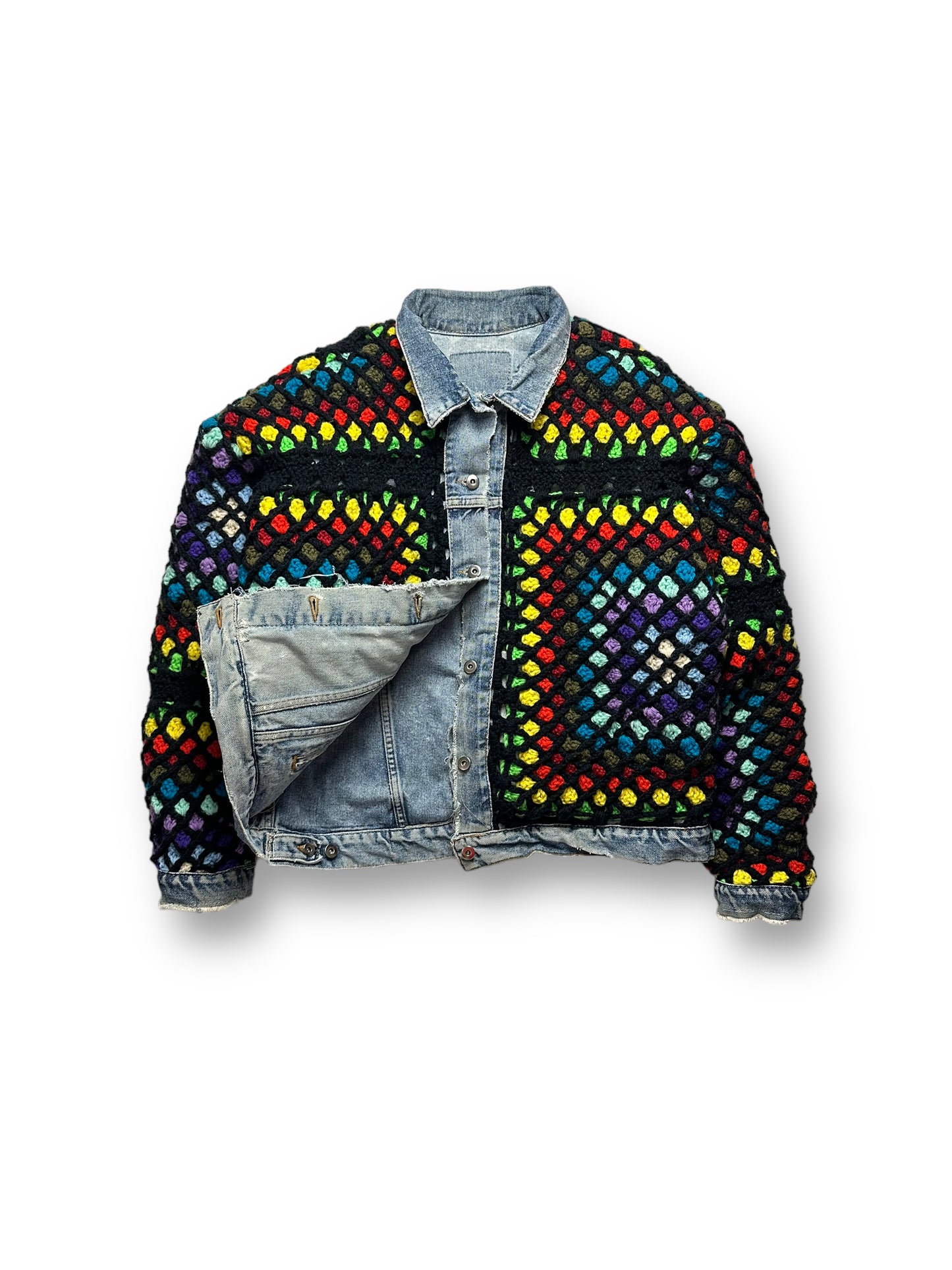 Reversible Crochet Trucker Jacket XXL