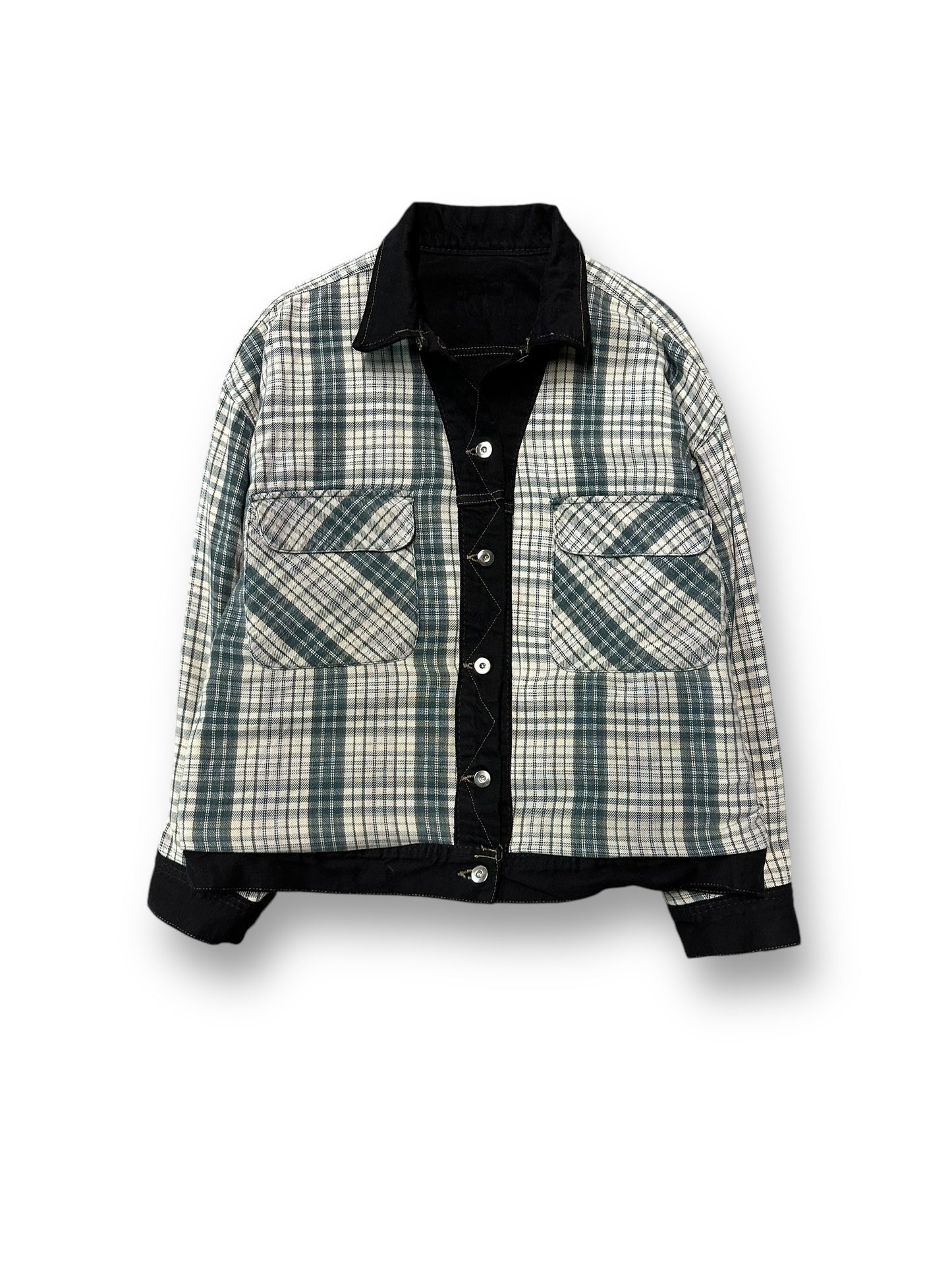 Reversible Plaid Trucker Jacket - (Large)