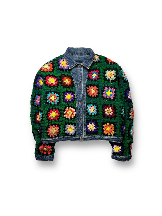 Reversible Crochet Trucker Jacket XL