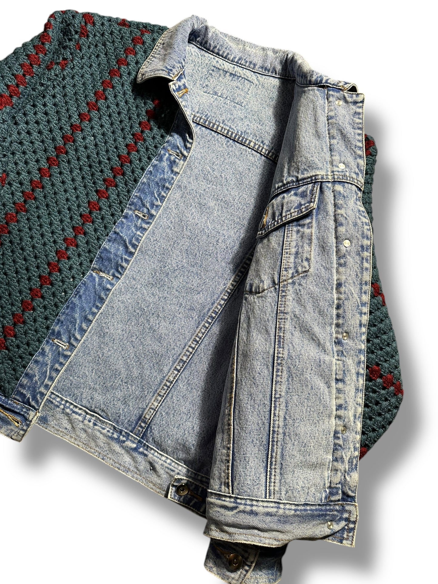 Reversible Crochet Trucker Jacket - Large