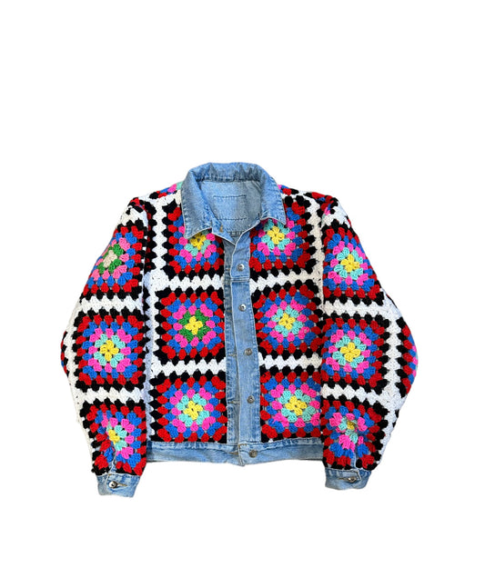 Reversible Crochet Trucker Jacket Large