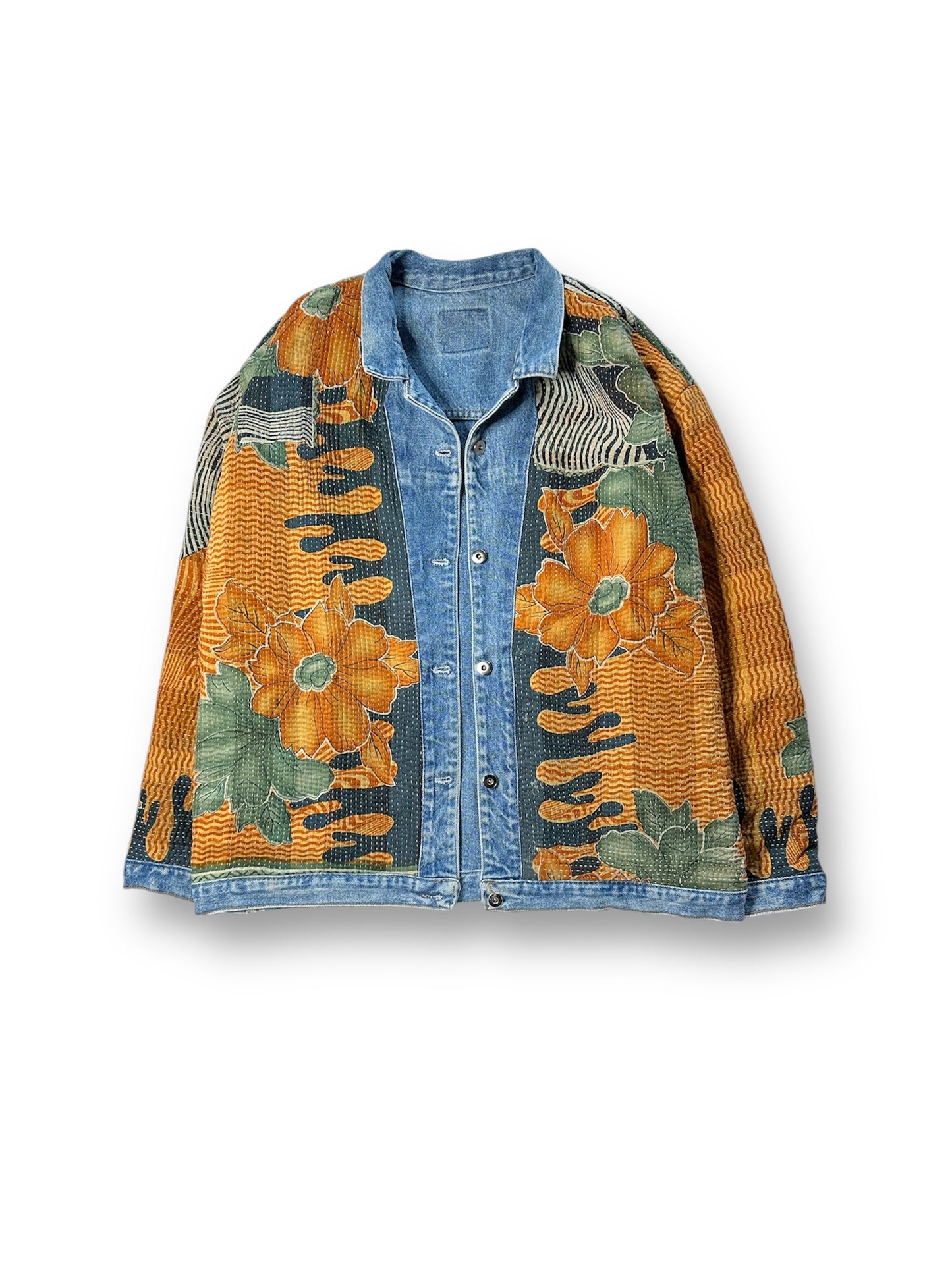 Reversible Kantha Trucker Jacket (XXL)