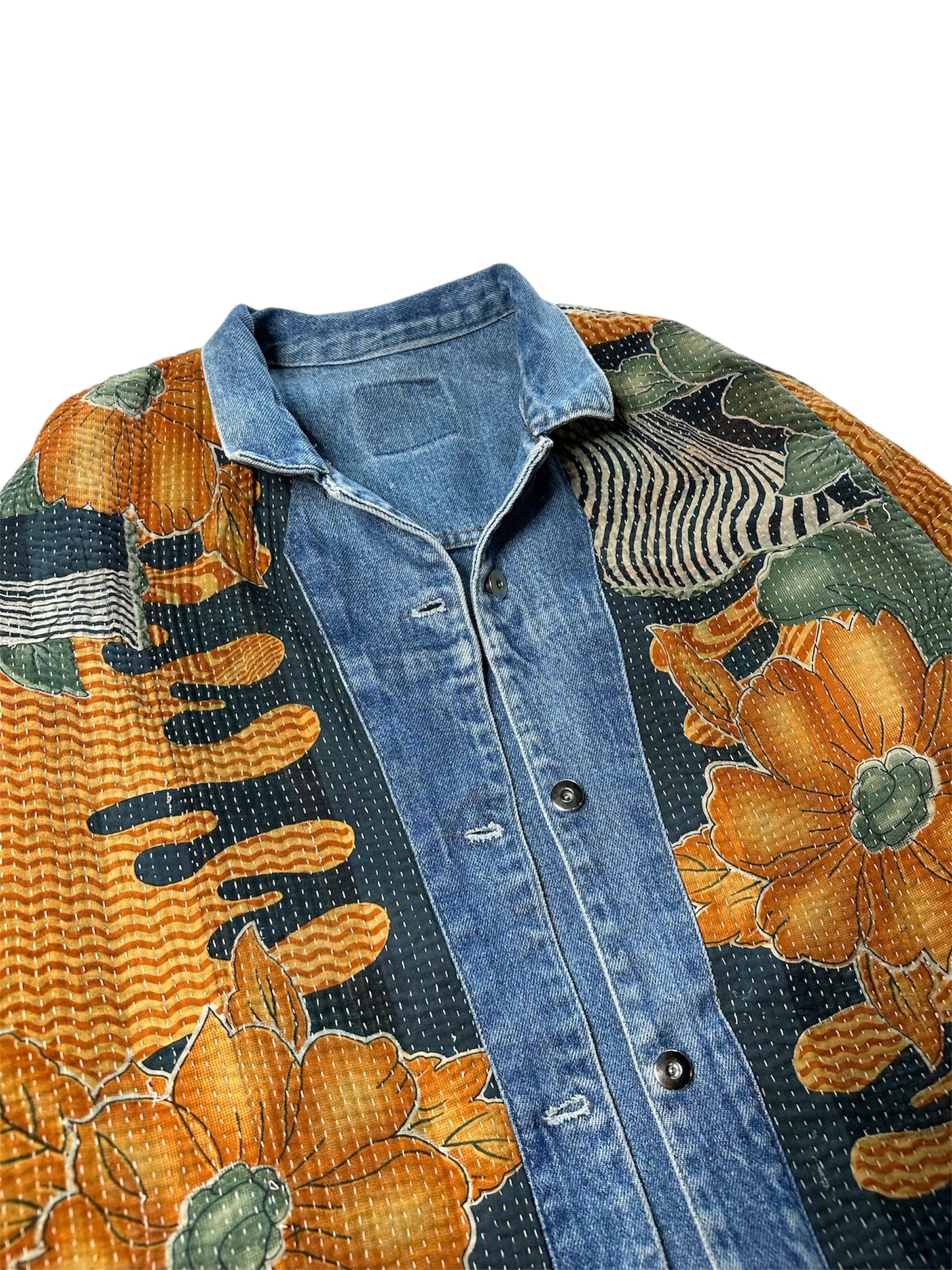 Reversible Kantha Trucker Jacket (XXL)