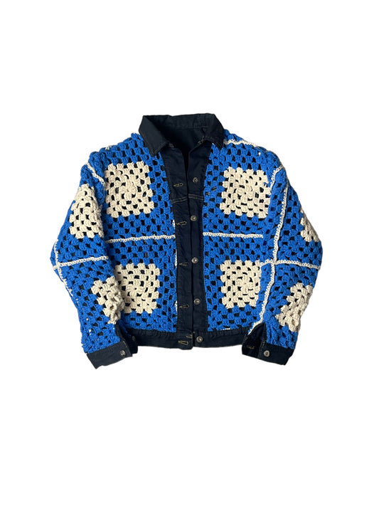 Reversible crochet trucker jacket Small