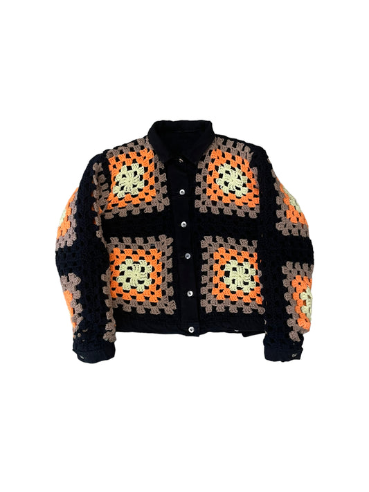 Reversible Crochet Trucker Jacket Medium