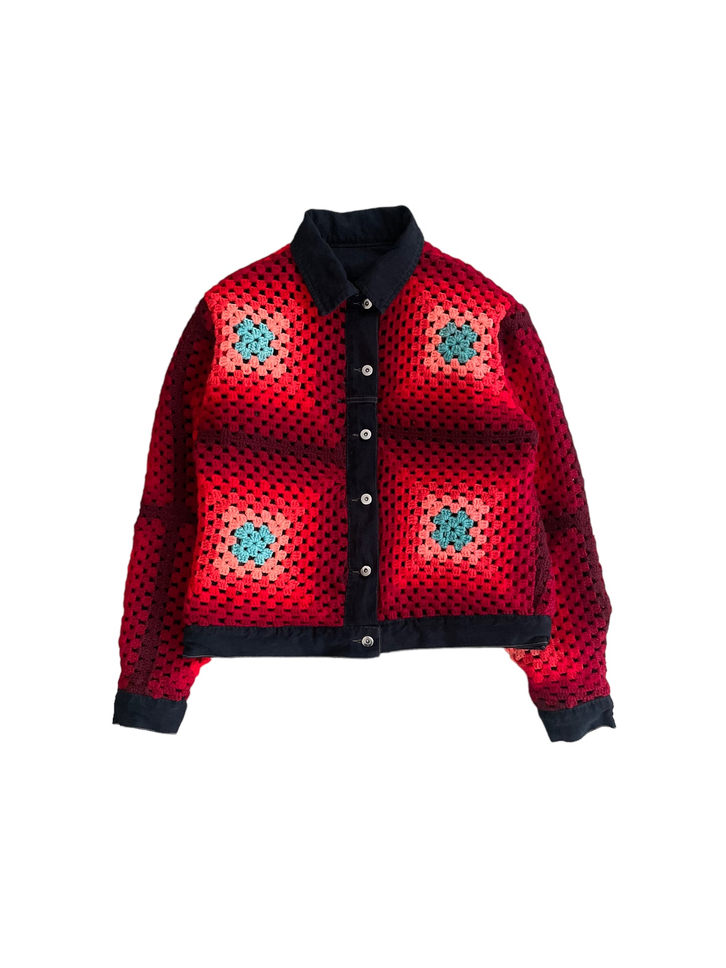 Reversible Crochet Trucker Jacket Medium