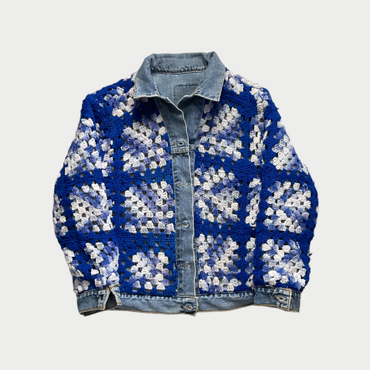 Reversible crochet trucker jacket Small