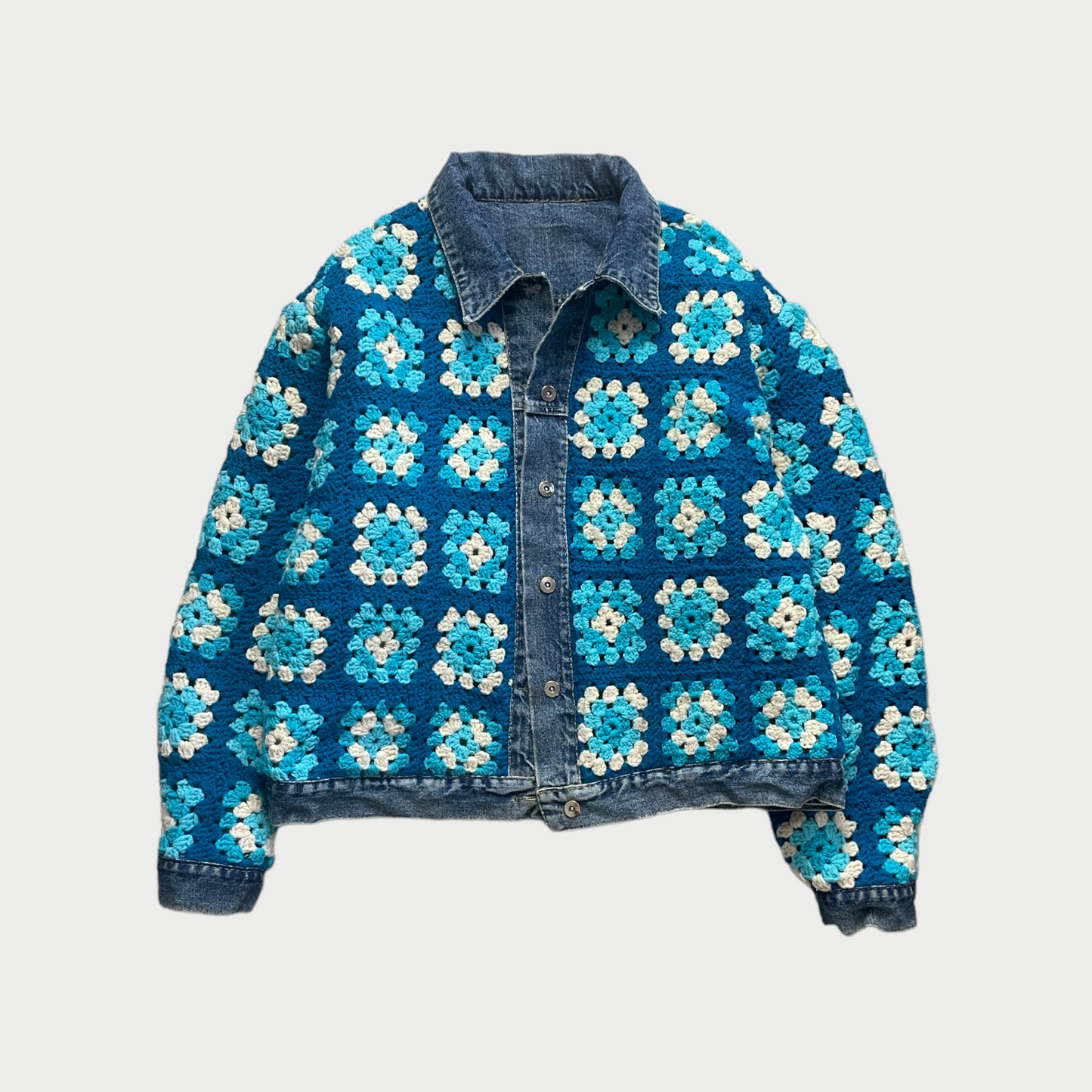 Reversible Crochet Trucker Jacket XL