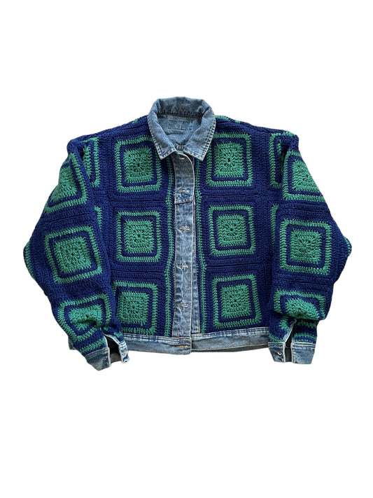 Reversible Crochet Trucker Jacket XL