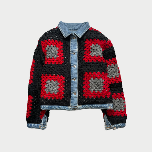 Reversible crochet trucker jacket Medium