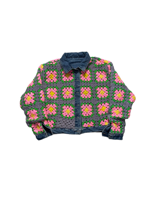 Reversible Crochet Trucker Jacket XL
