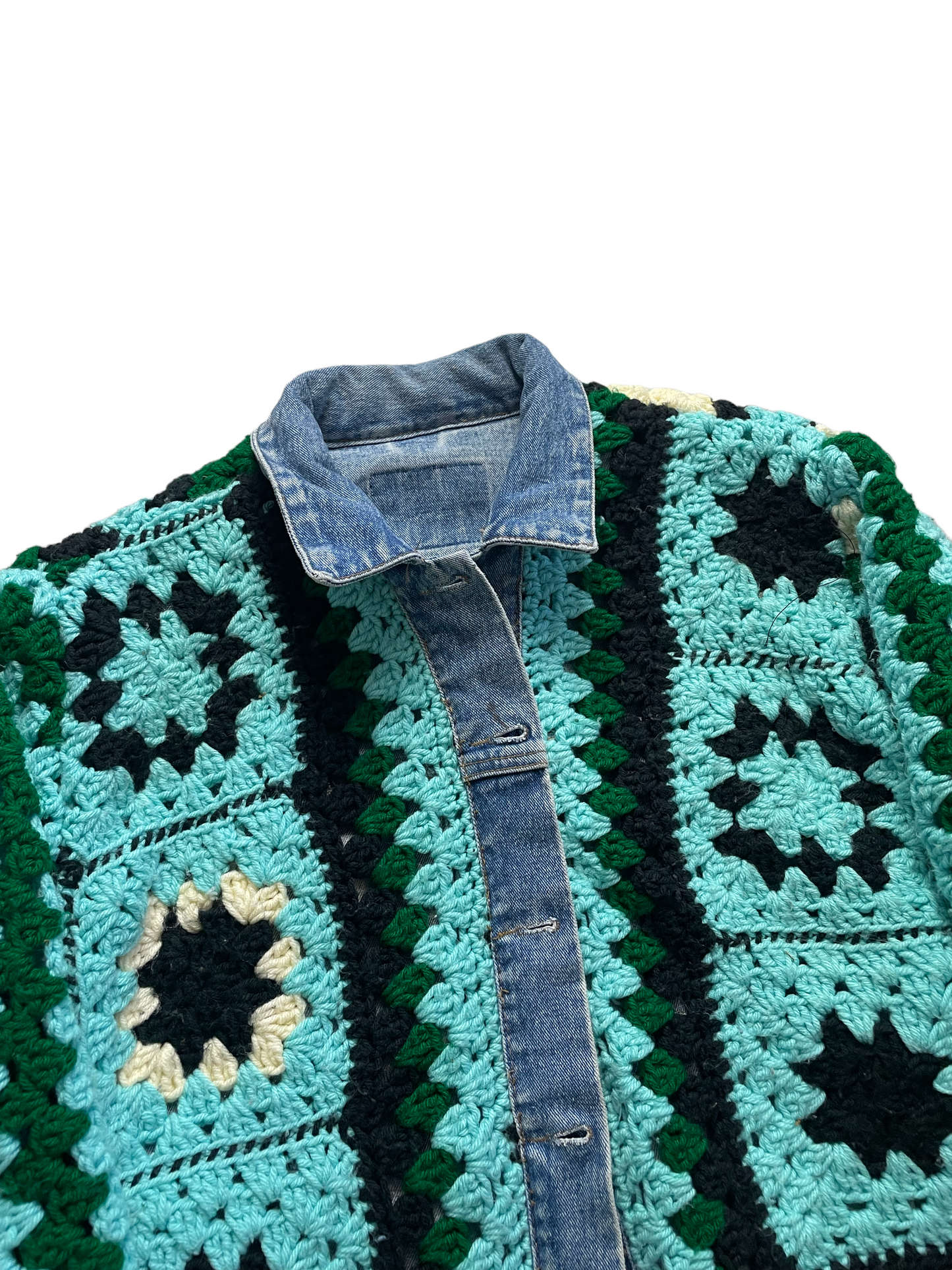 Reversible Crochet Trucker Jacket Small