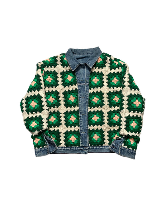 Reversible Crochet Trucker Jacket XL