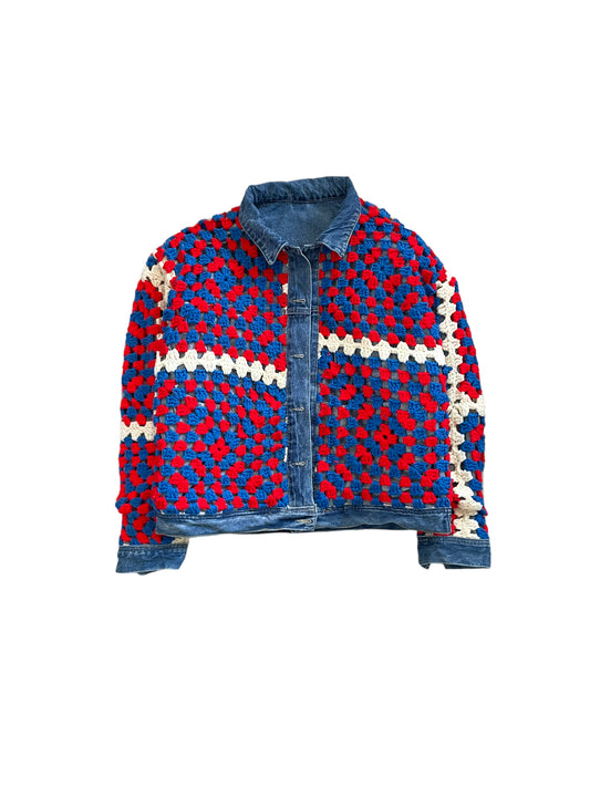 Reversible Crochet Trucker Jacket XL