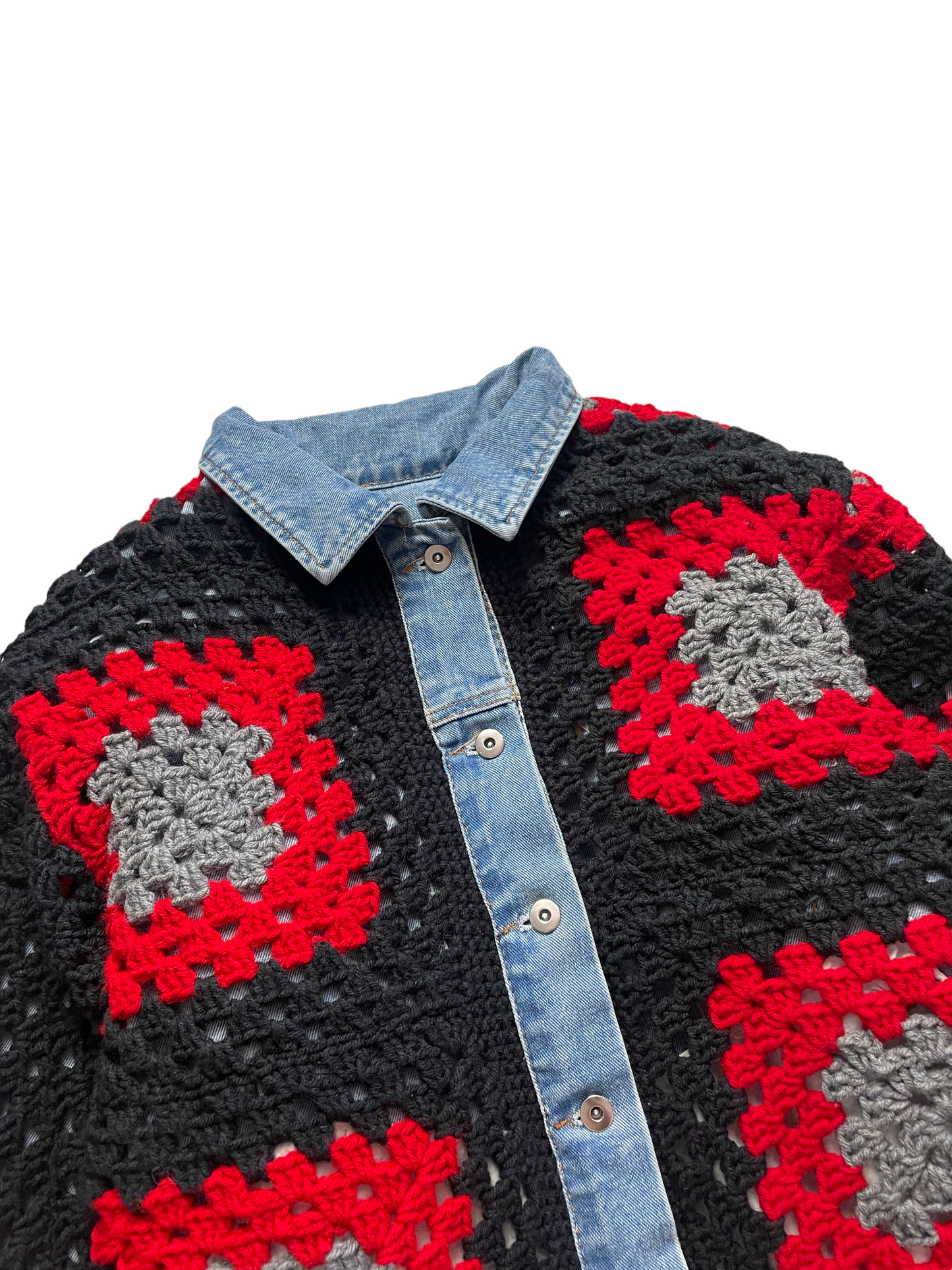 Reversible crochet trucker jacket Medium