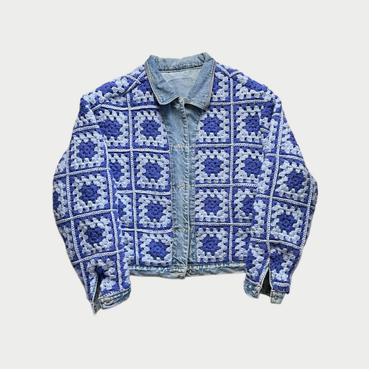 Reversible crochet trucker jacket Medium