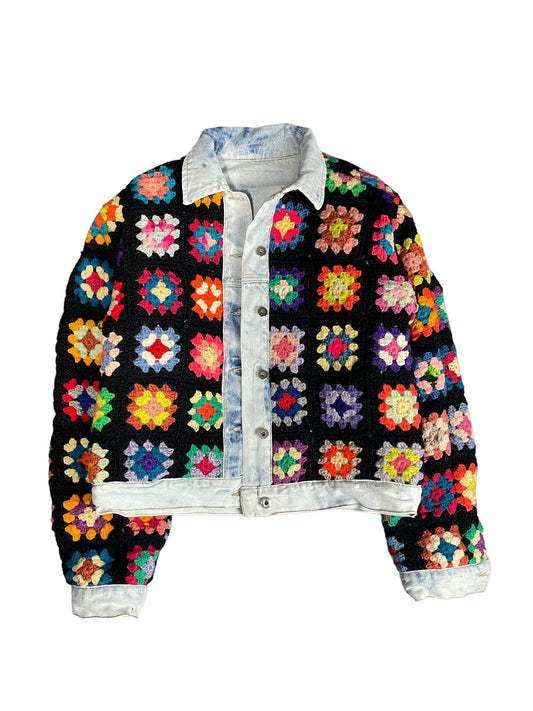 Reversible Crochet Trucker Jacket Medium