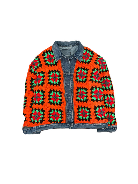 Reversible Crochet Trucker Jacket XXL