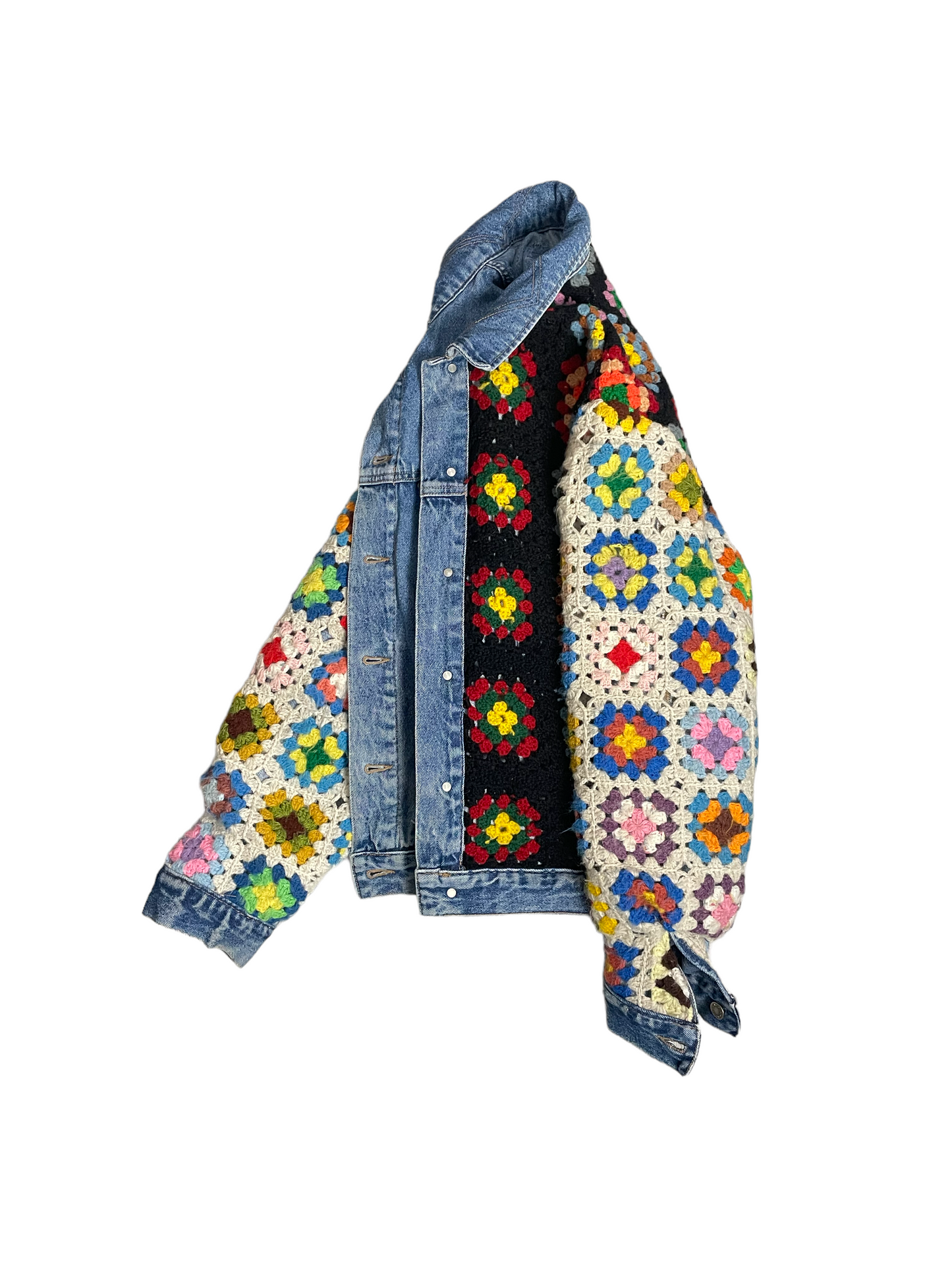 Reversible crochet trucker jacket Large