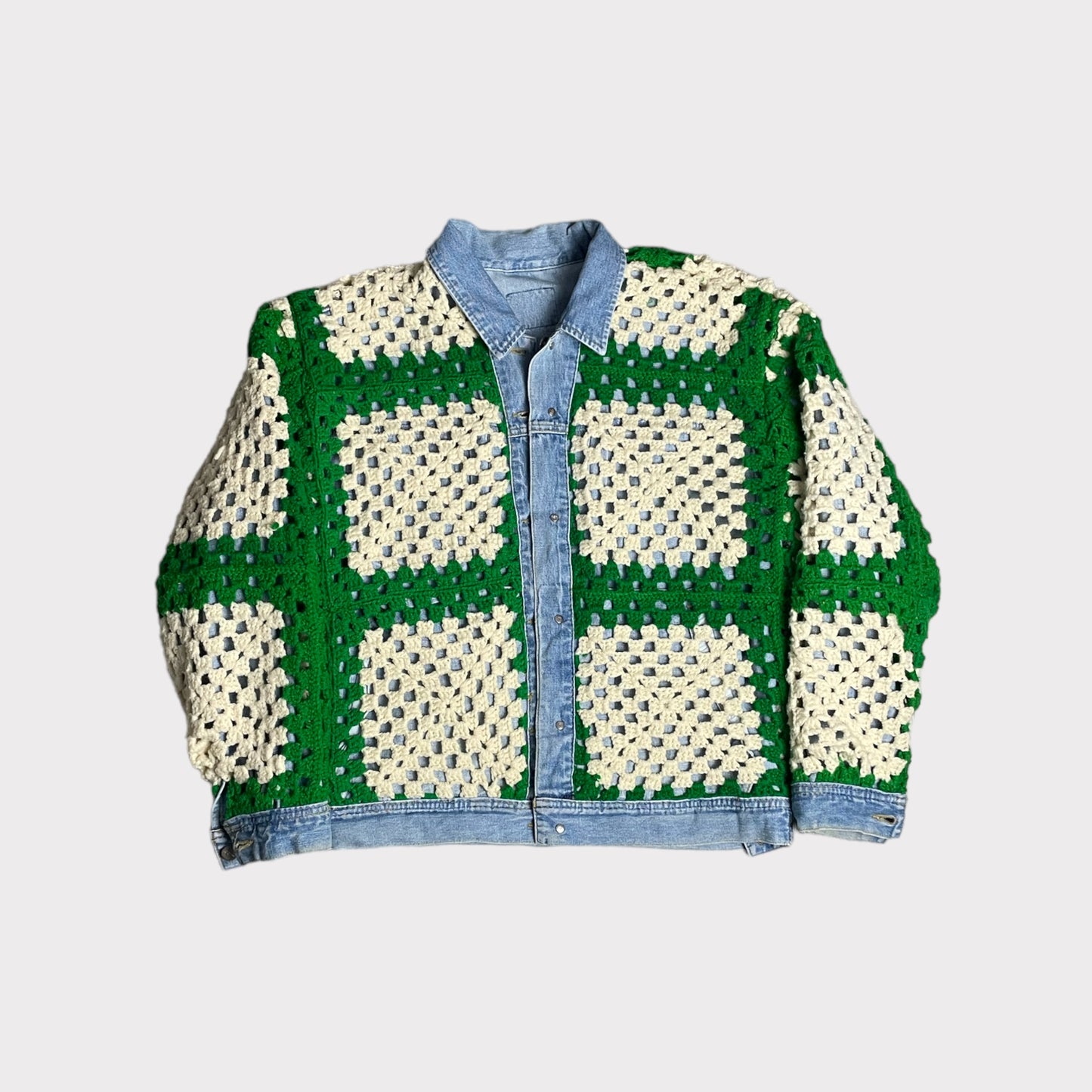 1/1 Reversible Crochet Trucker Jacket Large