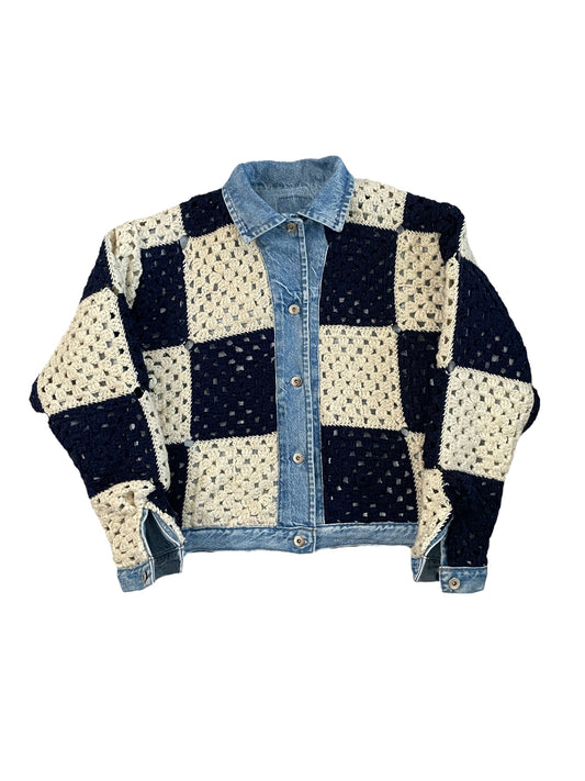 Reversible Crochet Trucker Jacket Small