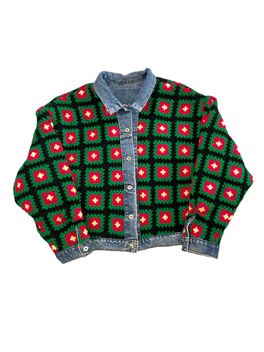 Reversible Crochet Trucker Jacket XL