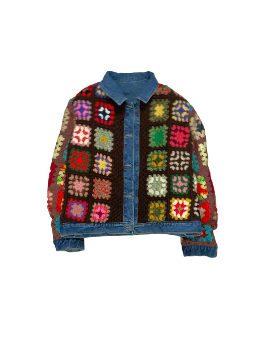 Reversible Crochet Trucker Jacket Large